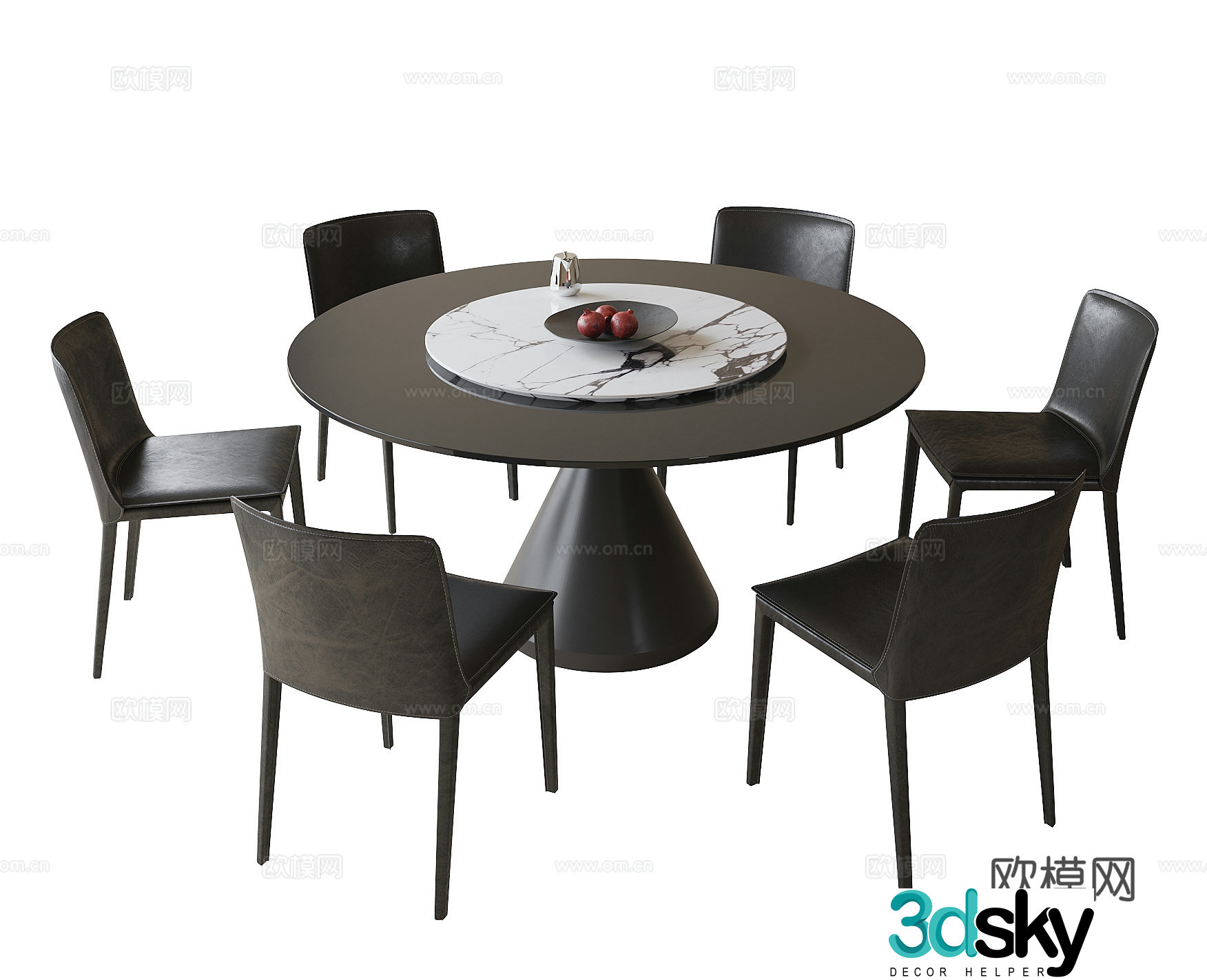 Modern dining table and chair combination dining chair single chair 3d model