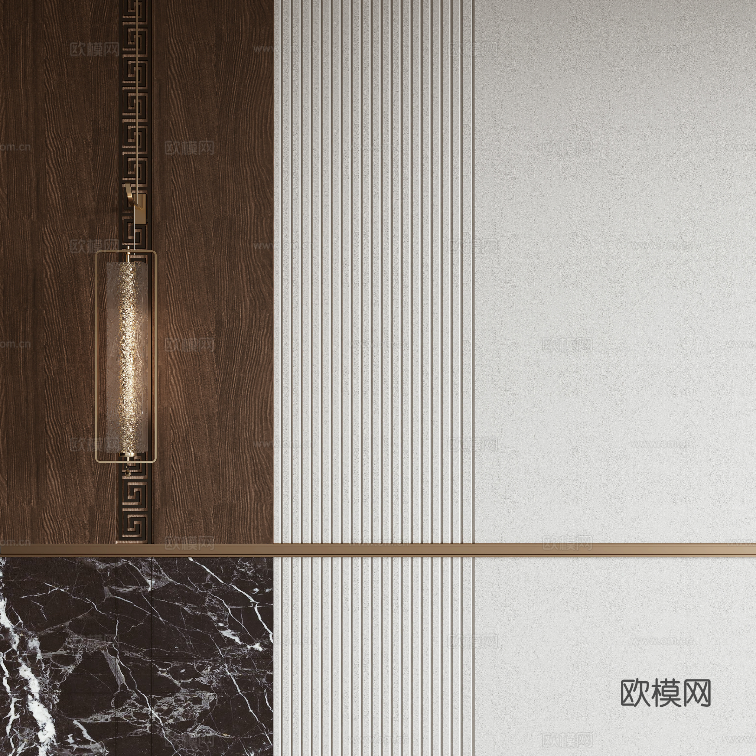 New Chinese hard package background wall 3D model