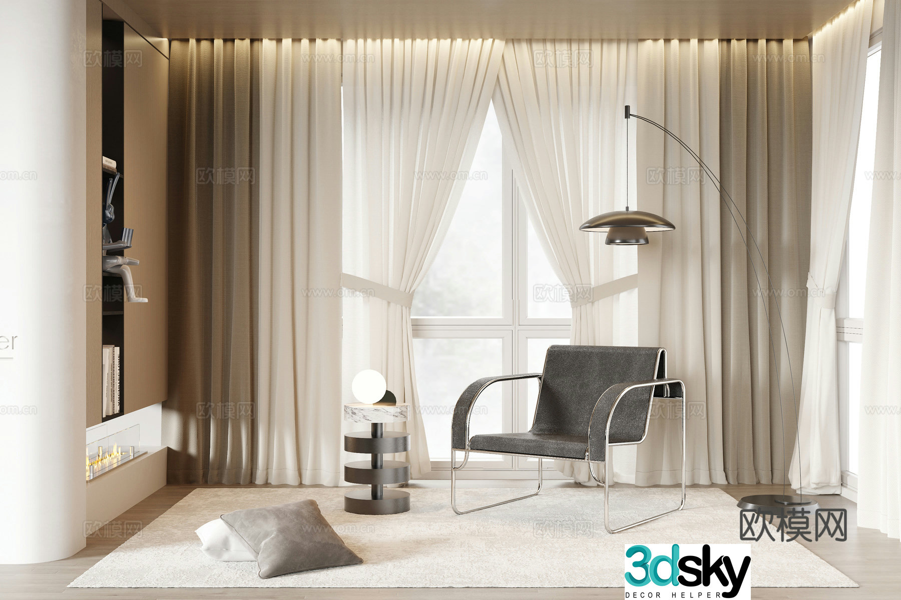 Modern curtain 3d model