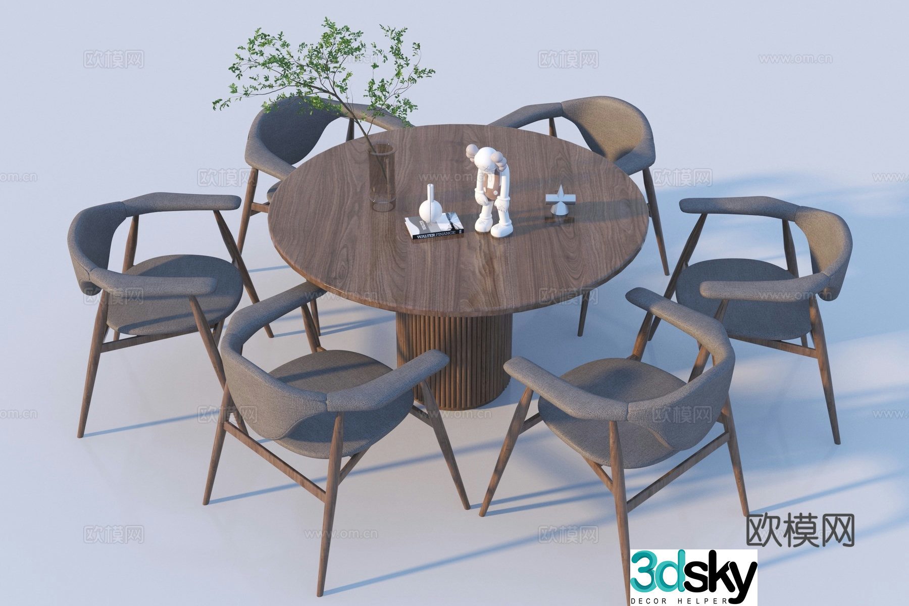 New Chinese style Wasabi dining table and chair 3D model
