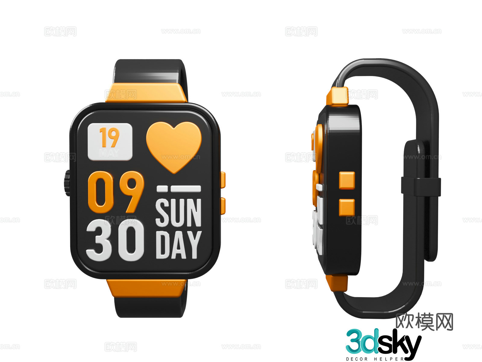 Sports watch cartoon sports fitness equipment theme fitness equipment health watch bracelet 3d model