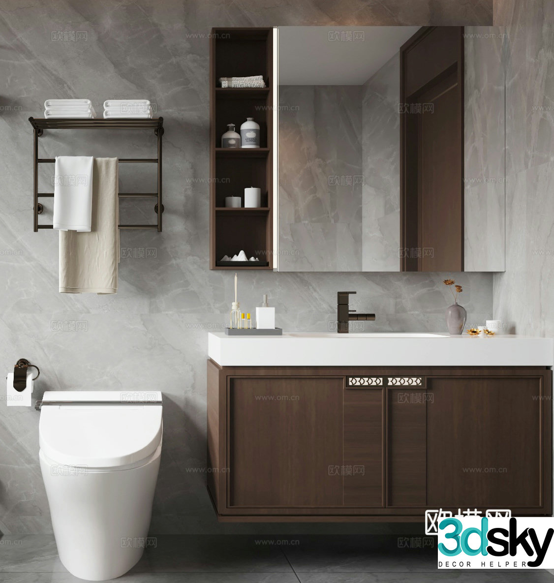 New Chinese bathroom cabinet 3D model