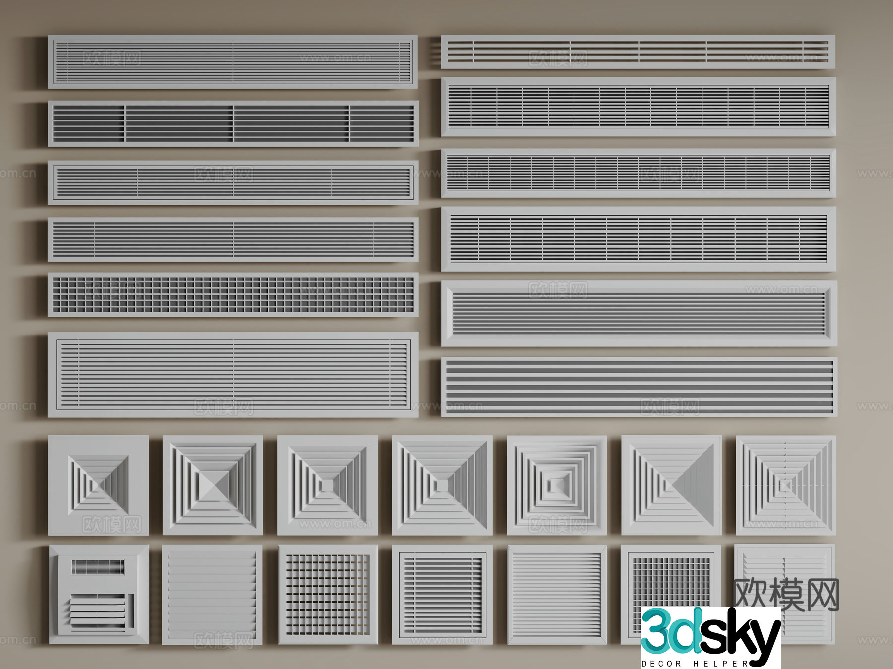 Modern central air conditioner Air conditioner air outlet 3D model