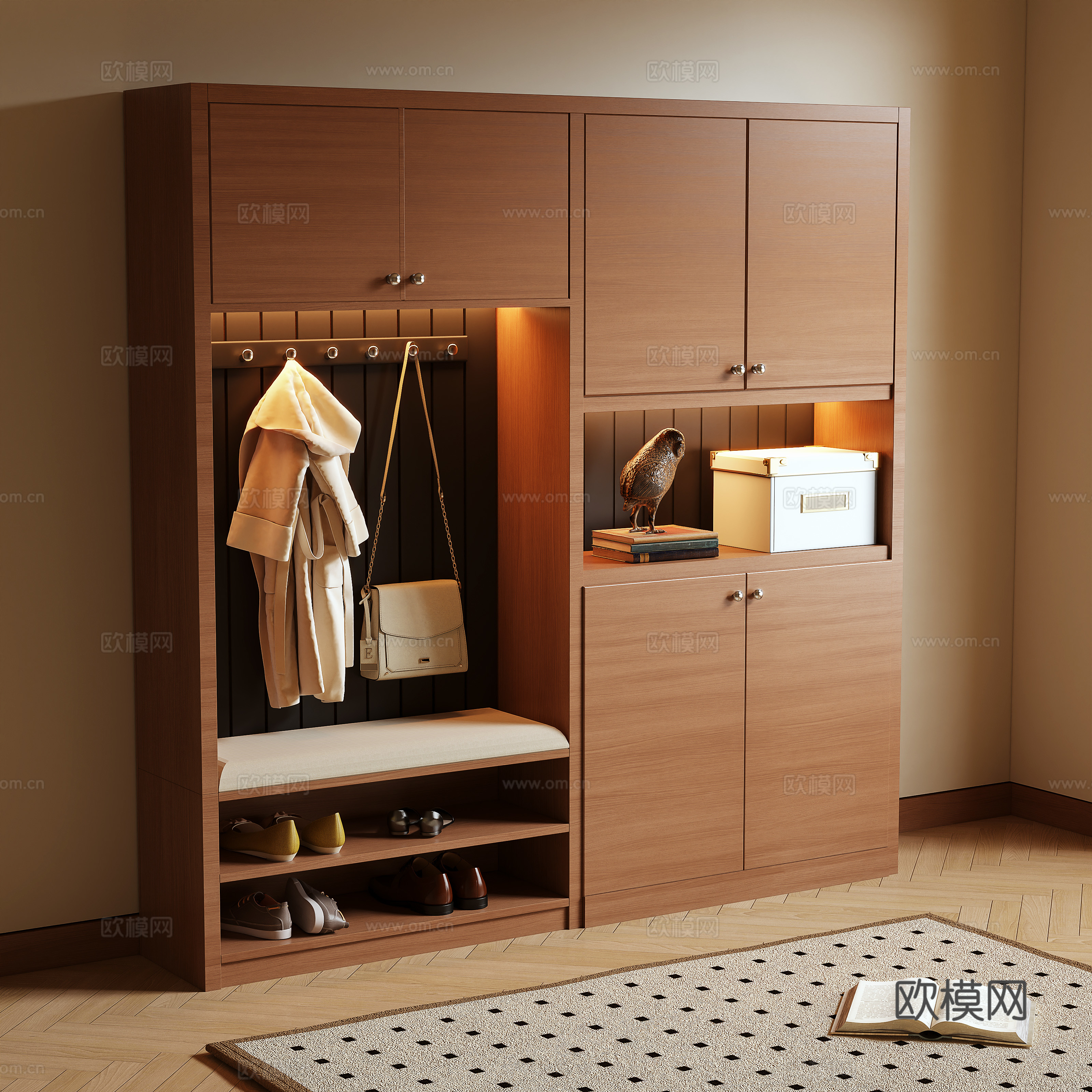 Log wind shoe cabinet 3d model