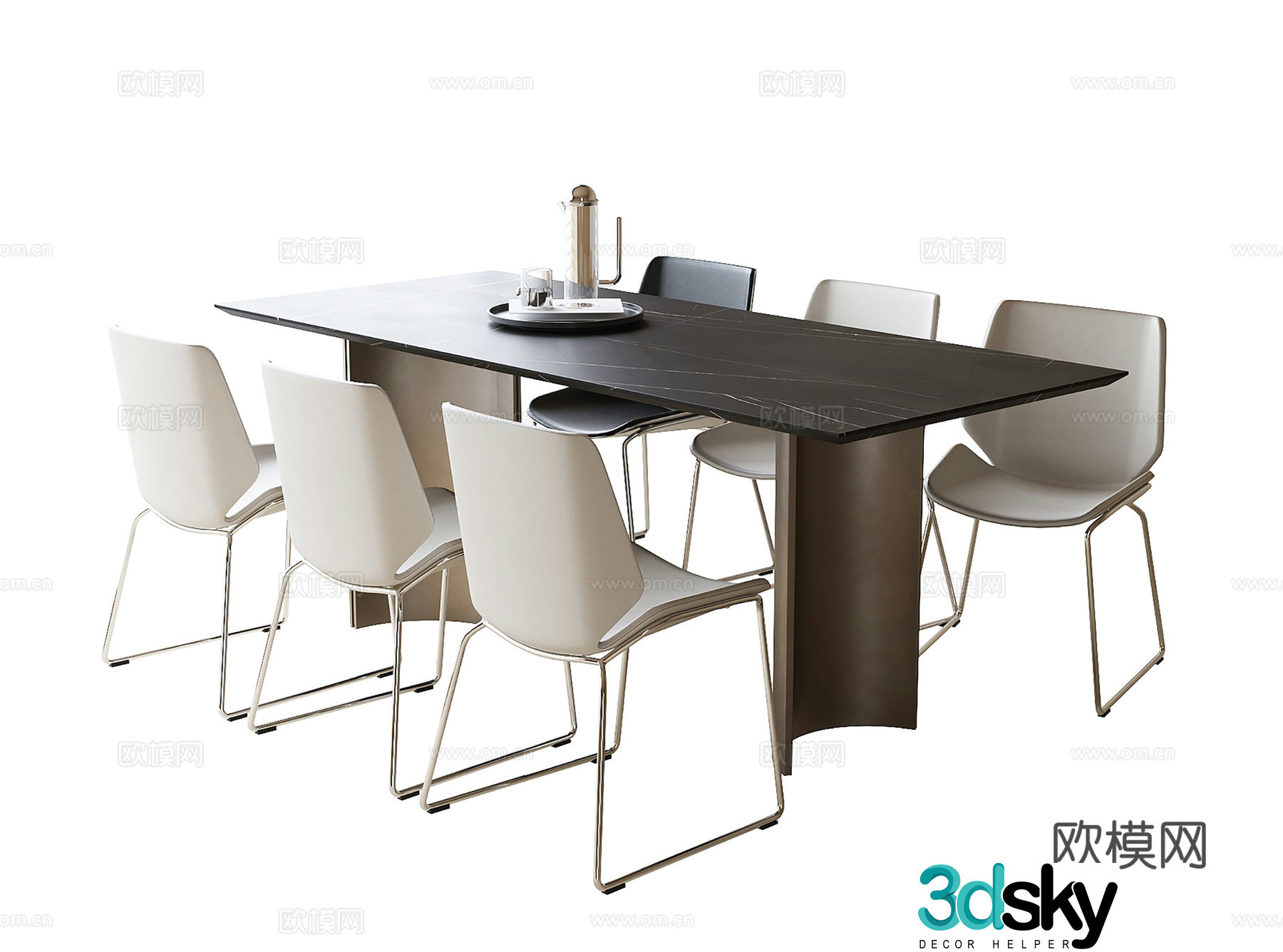Modern dining table and chair dining chair dining table 3d model
