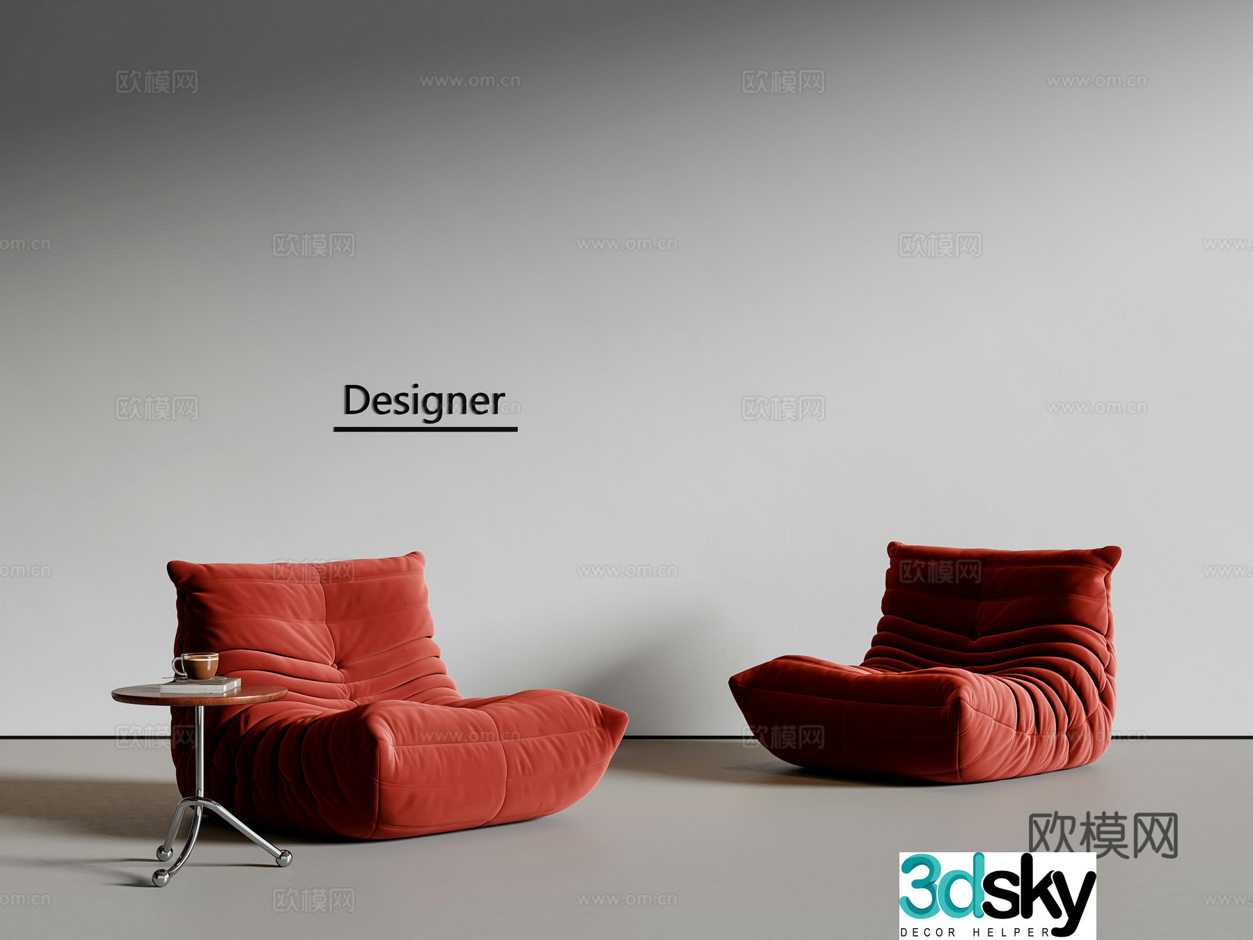 Middle-aged lazy sofa fabric sofa 3D model