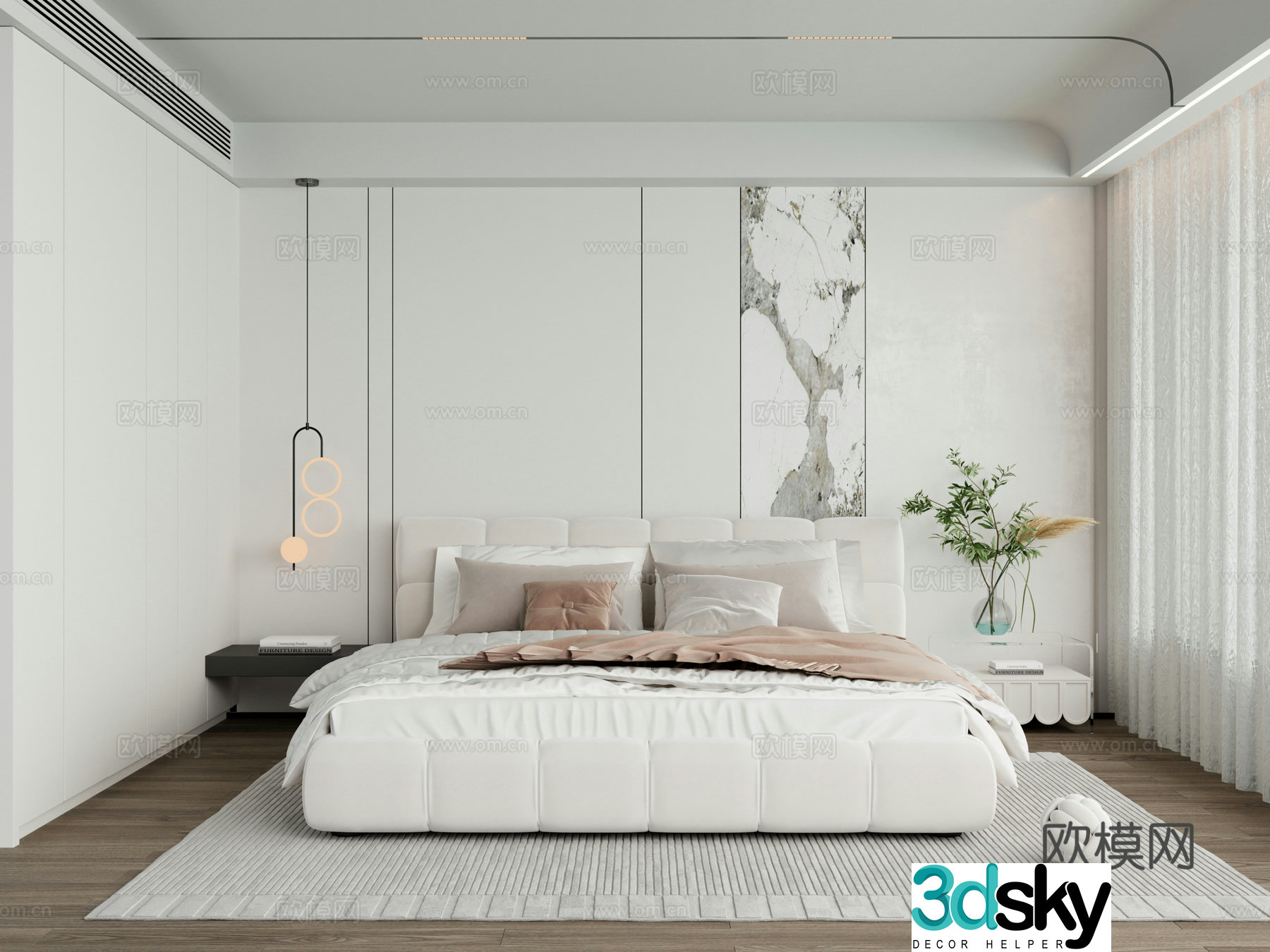 Modern minimalist bedroom 3d model