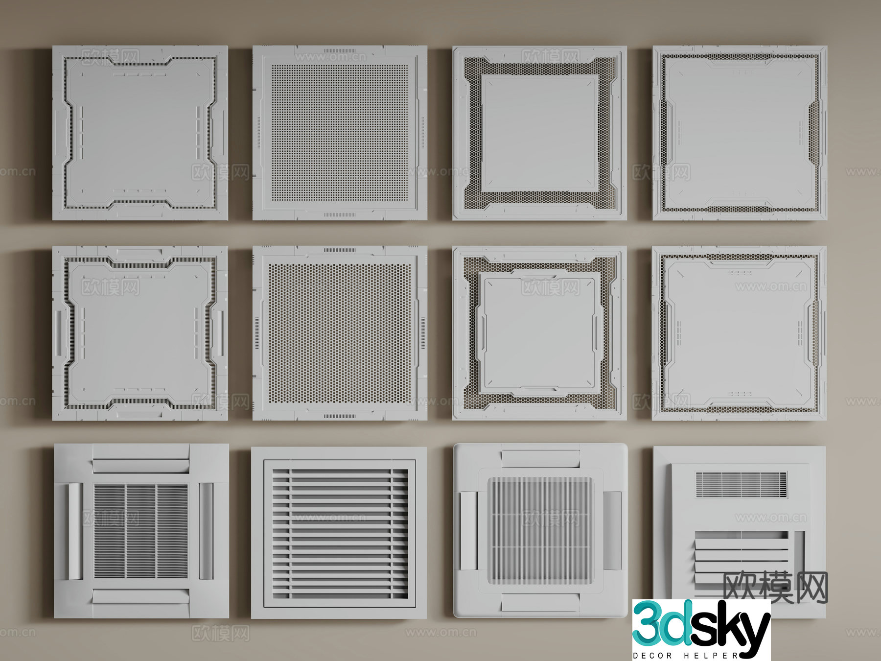 Modern central air conditioner Air conditioner air outlet 3D model