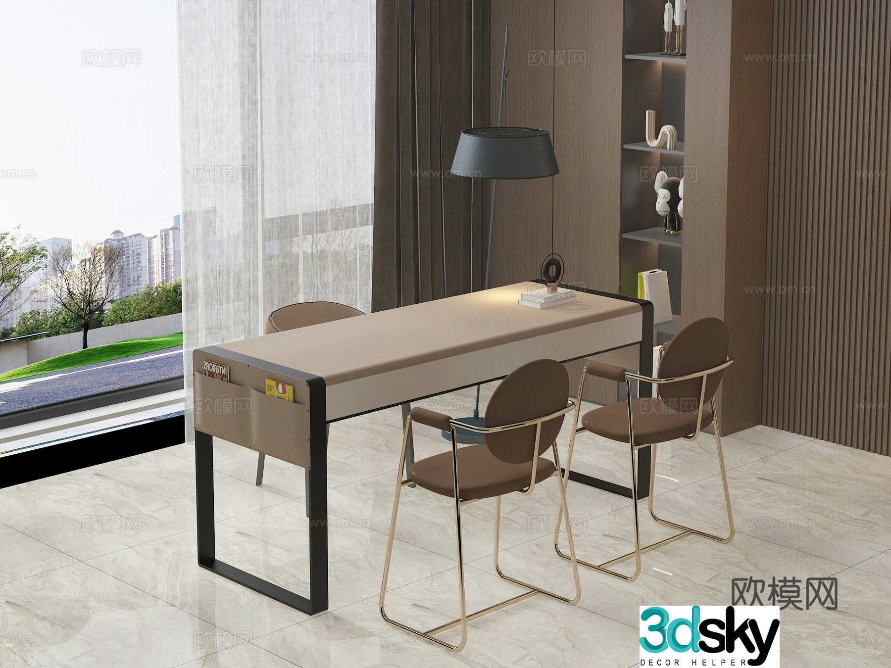 Modern casual table and chairs Writing table Balcony table and chairs Tea table Writing table Office desk Computer table 3D model