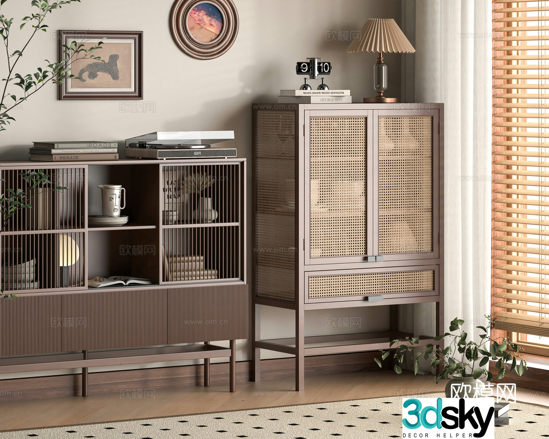 3D model of medieval style porch cabinet