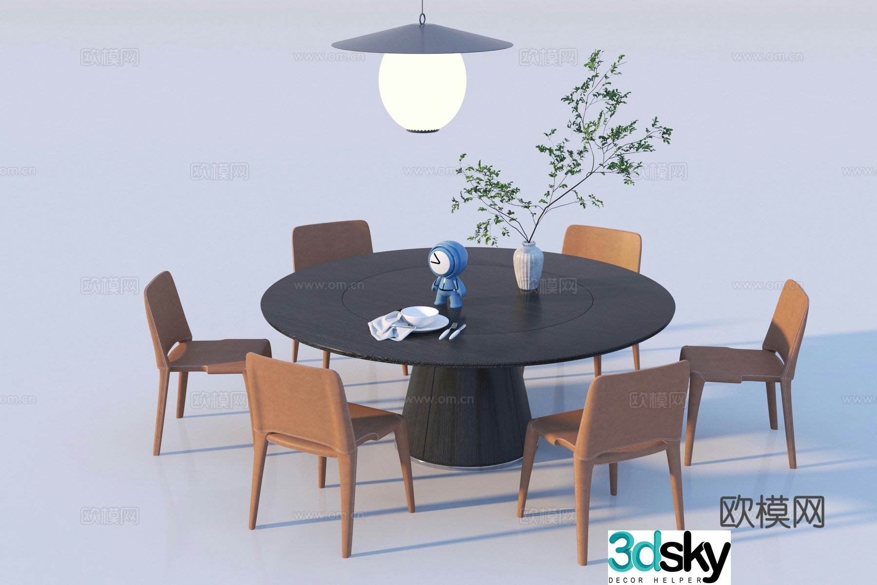 Modern Wasabi Dining Table and Chair 3D Model