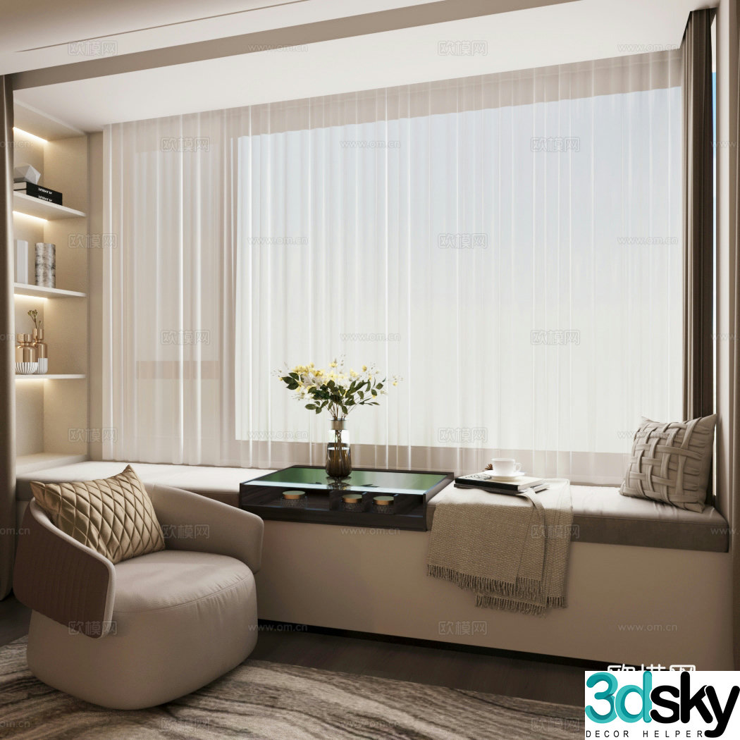 Modern home bedroom bay window Italian bay window cabinet Bedroom bay window bay window cabinet Bay window soft bag 3D model