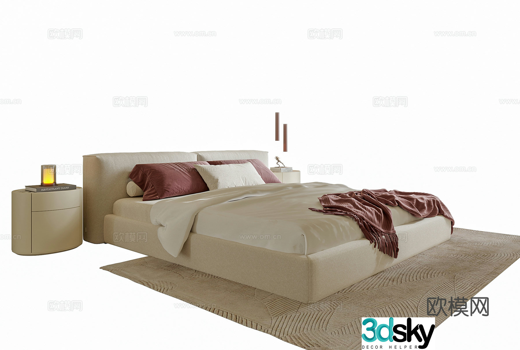 Modern double bed 3d model