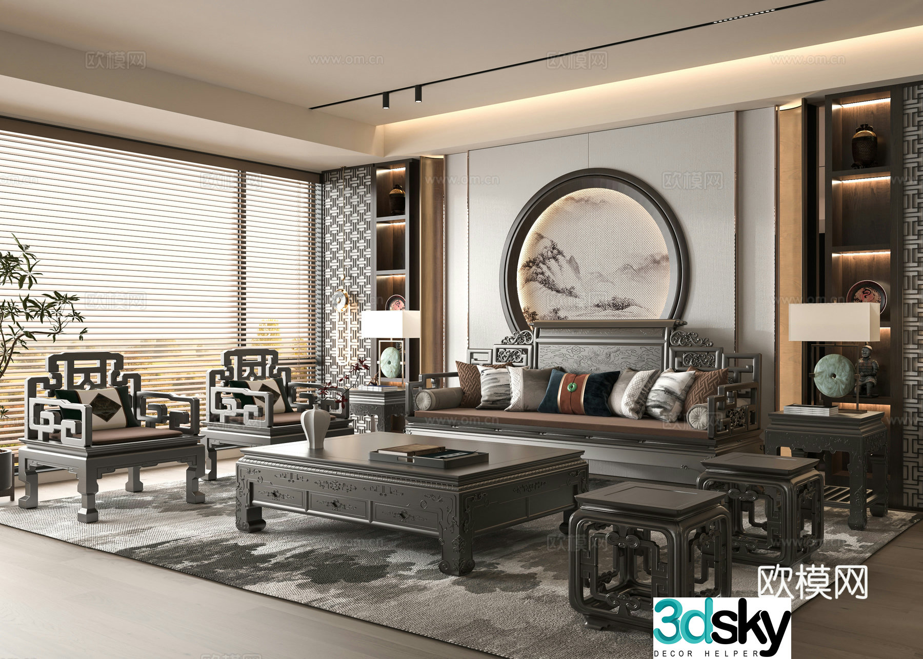 Chinese style home living room 3D model