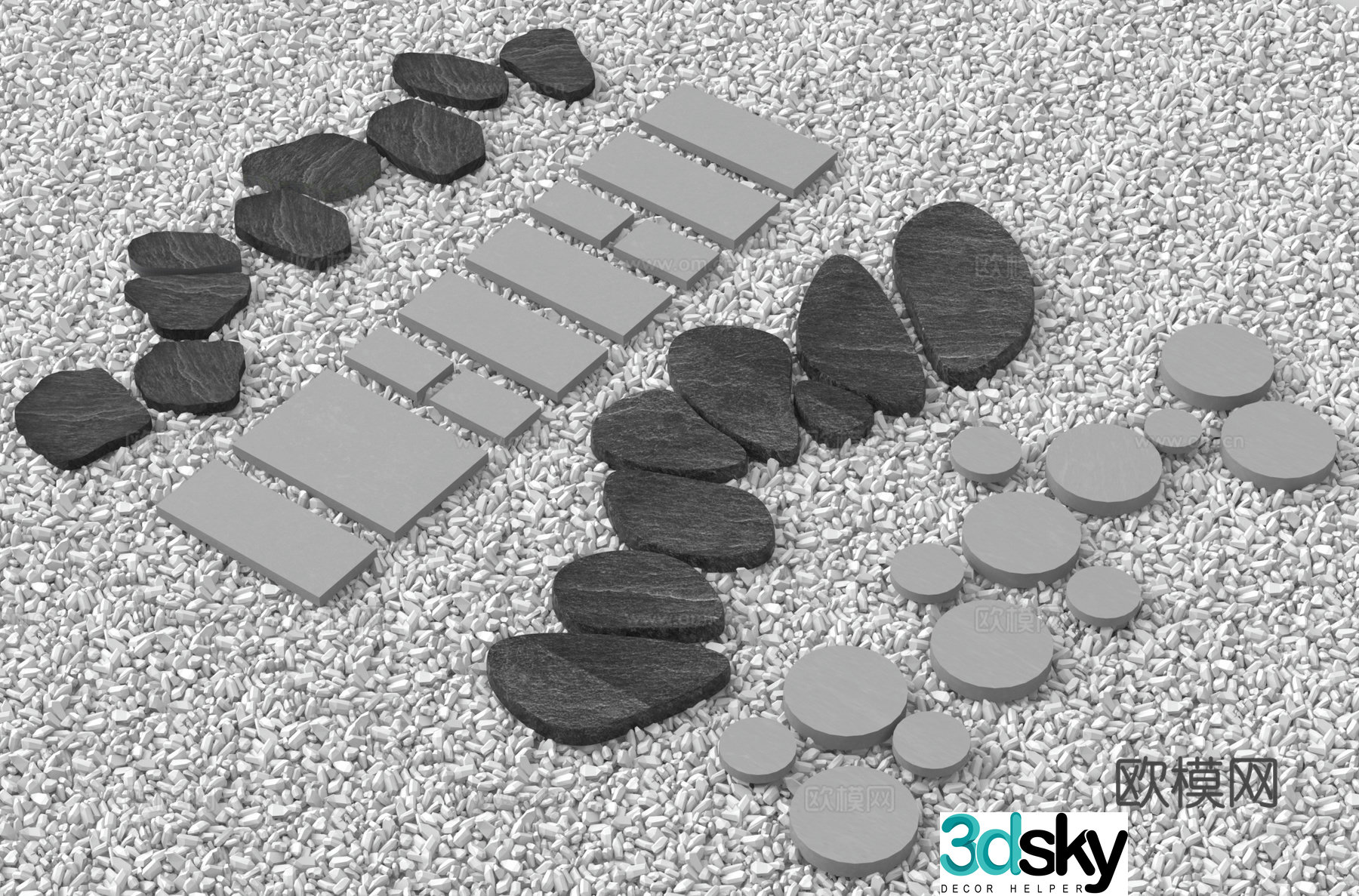 Park paving floor paving bluestone slab 3D model