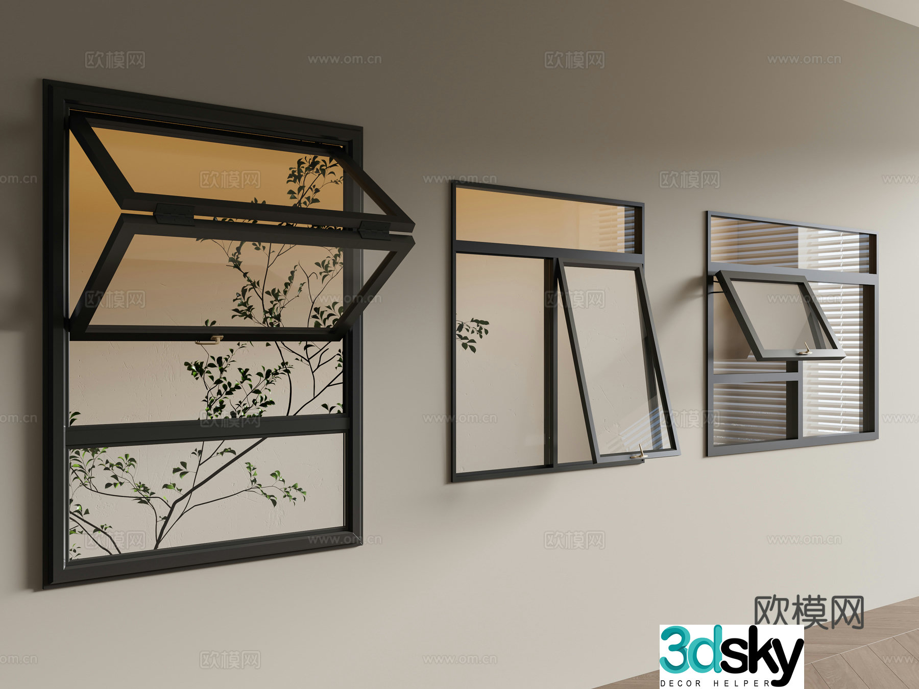 Modern windows Folding windows Casement windows Aluminum alloy window 3D model