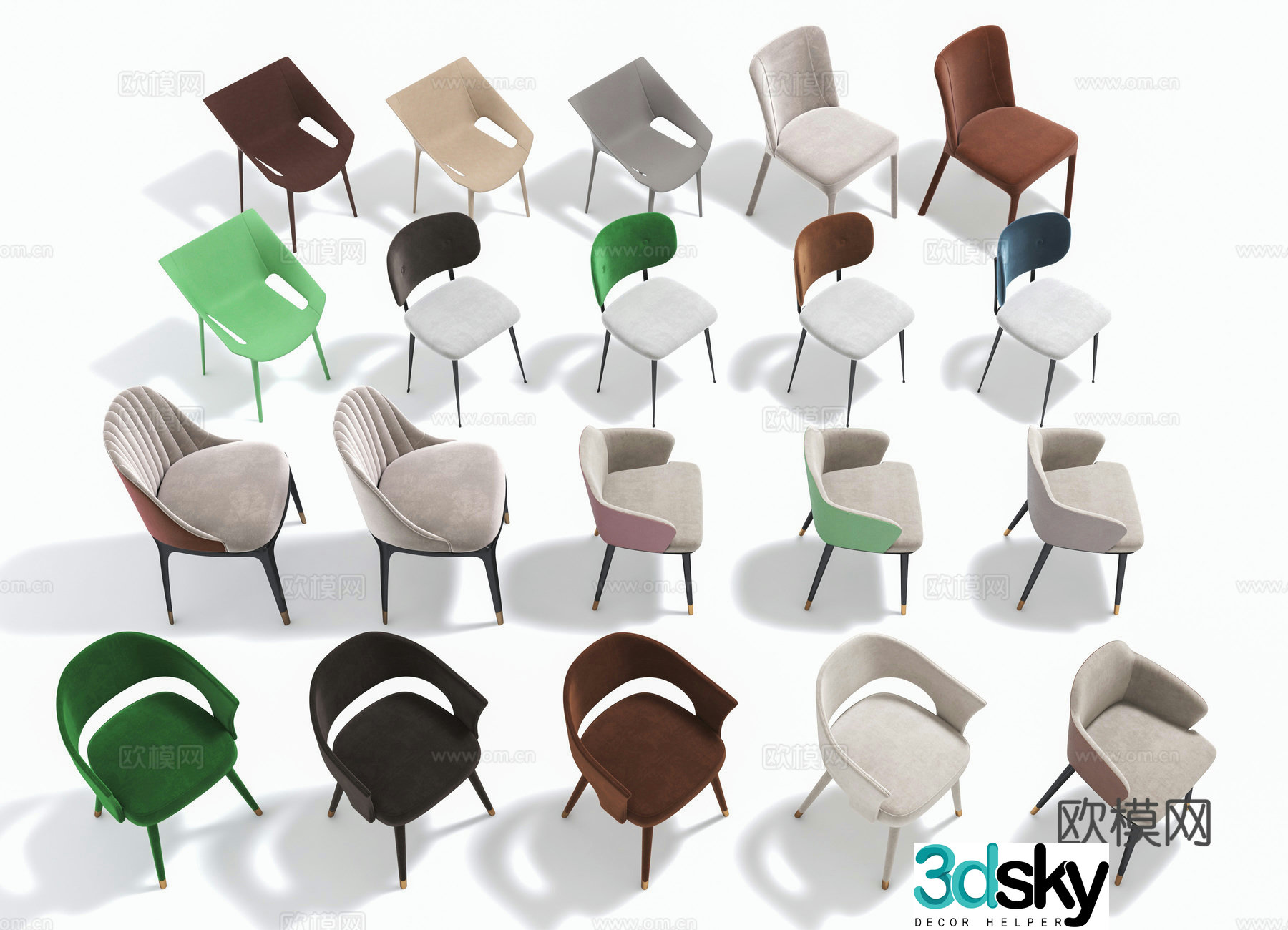 Modern chair leather chair cloth chair 3d model