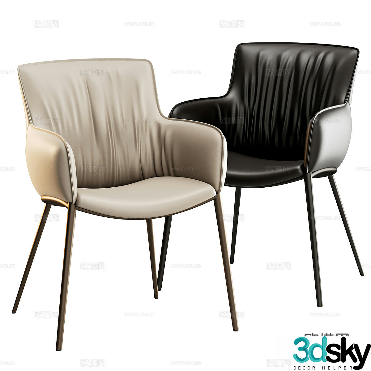 Leather dining chair Leather dining chair Leather single chair Leather single chair Leather casual chair Leather backrest 3D model