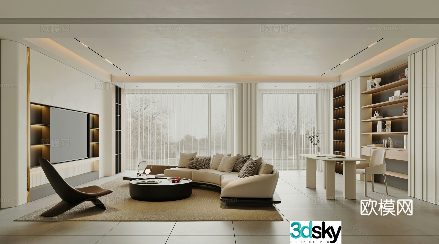 Modern minimalist living room 3d model