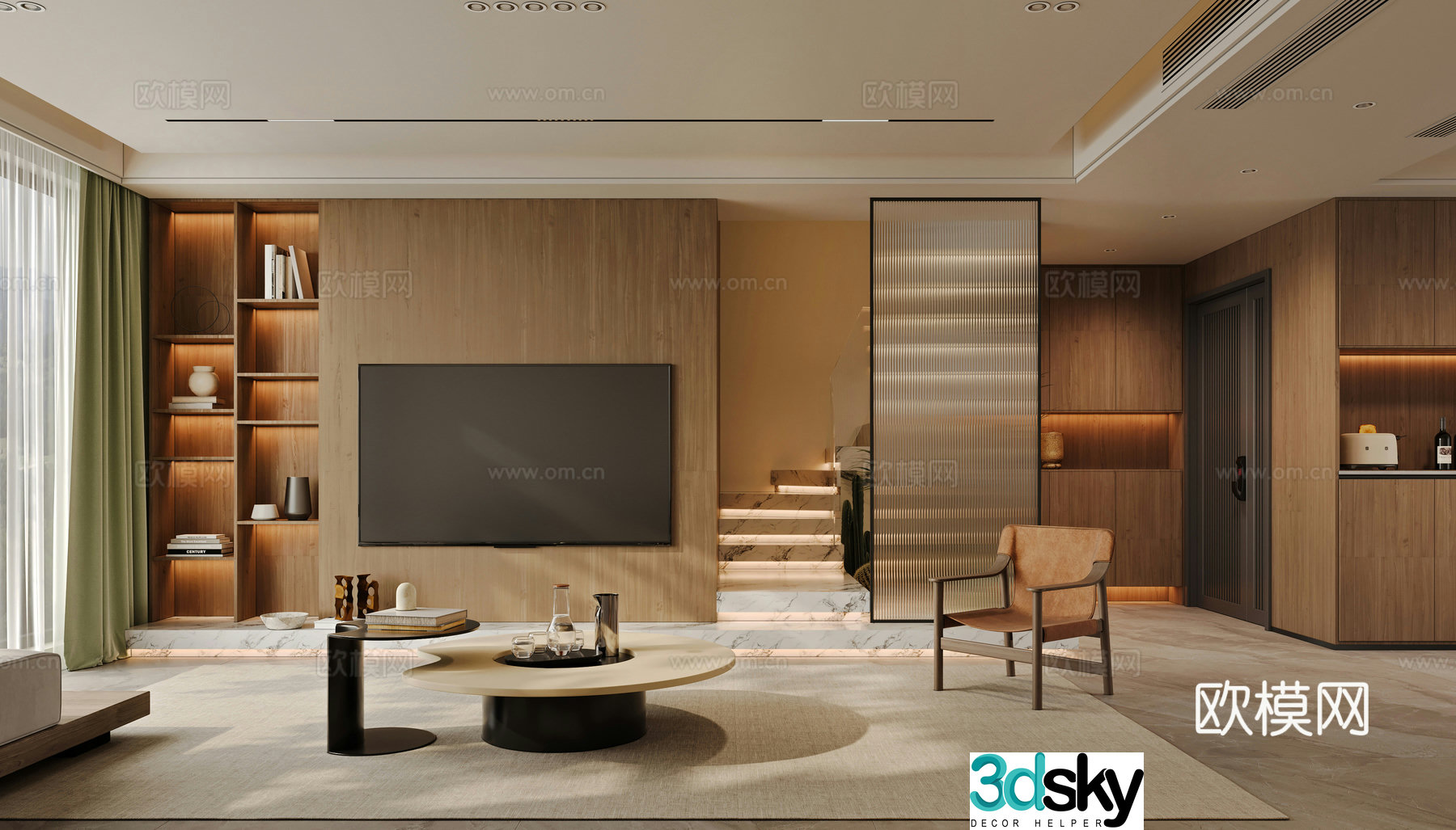 Middle-aged living room 3d model