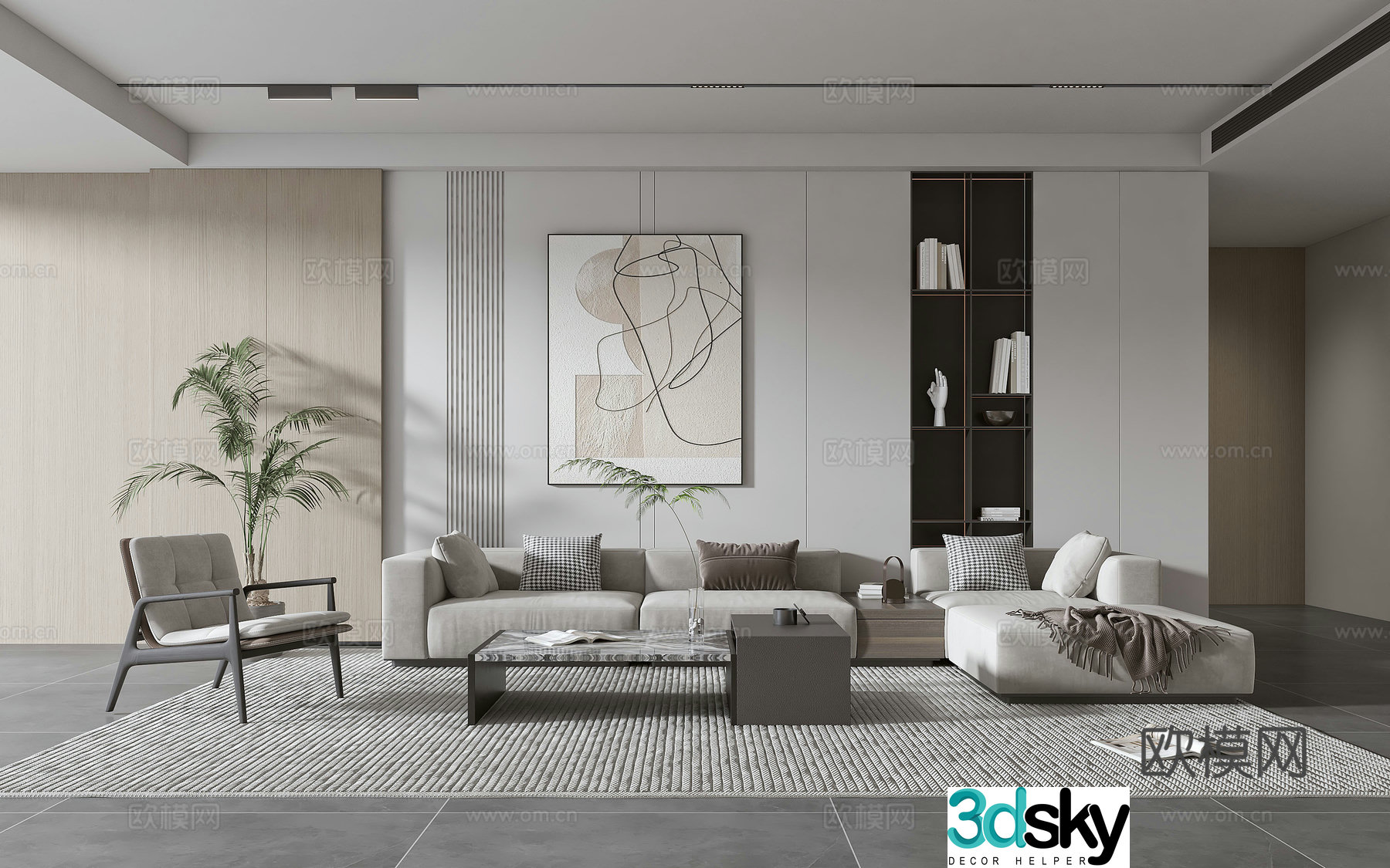 Modern living room Modern sofa coffee table combination Modern background wall 3d model