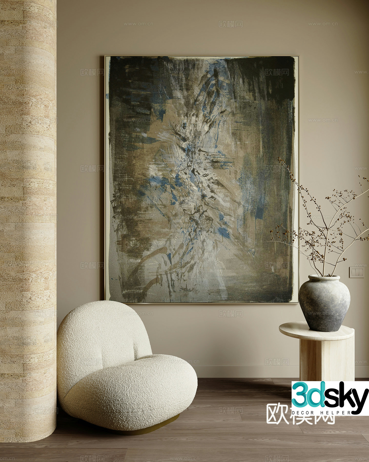 Modern abstract art painting 3d model