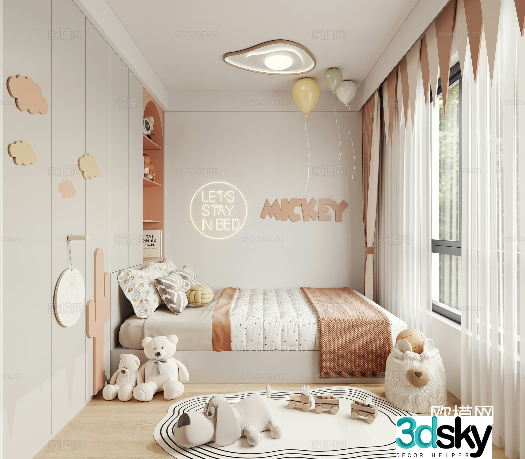 Modern children’s room daughter room princess room 3d model