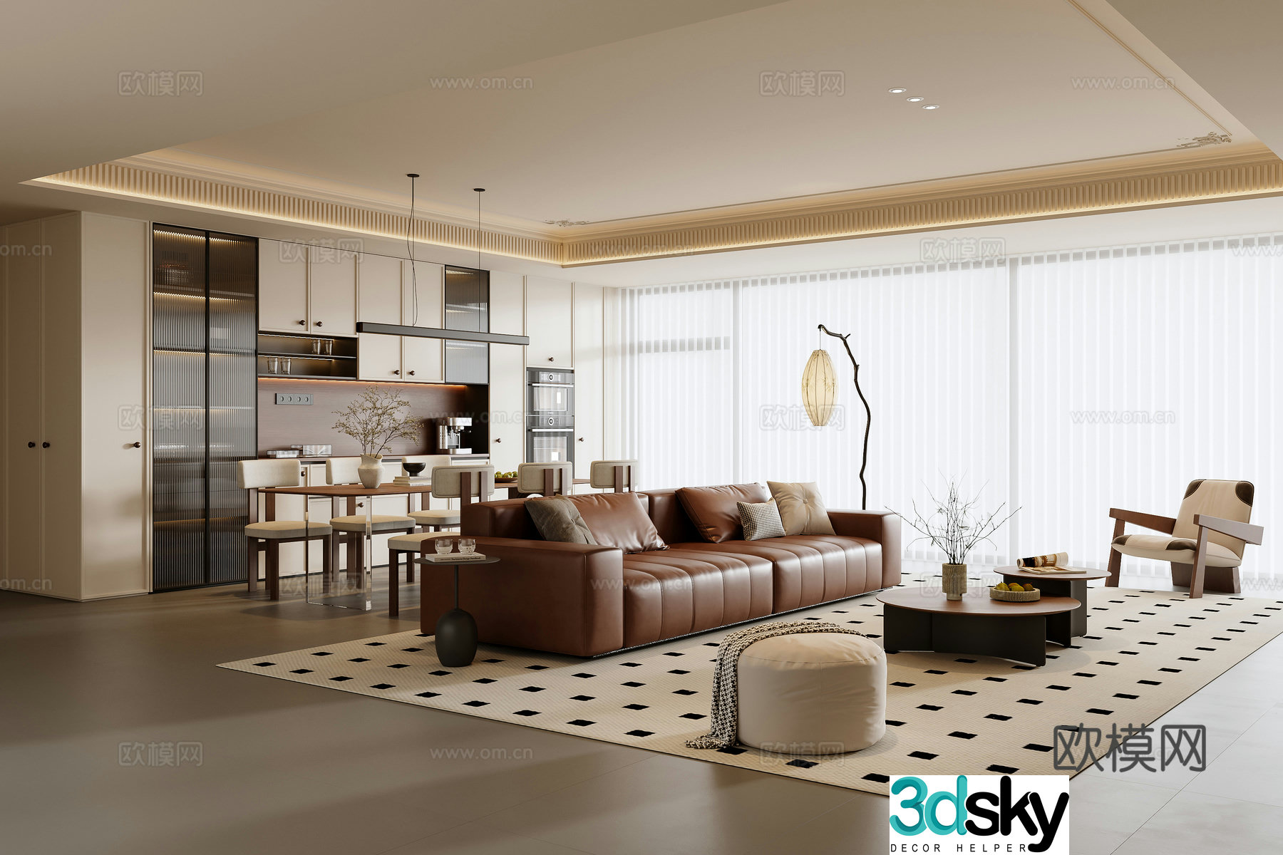 3D model of medieval style living room restaurant