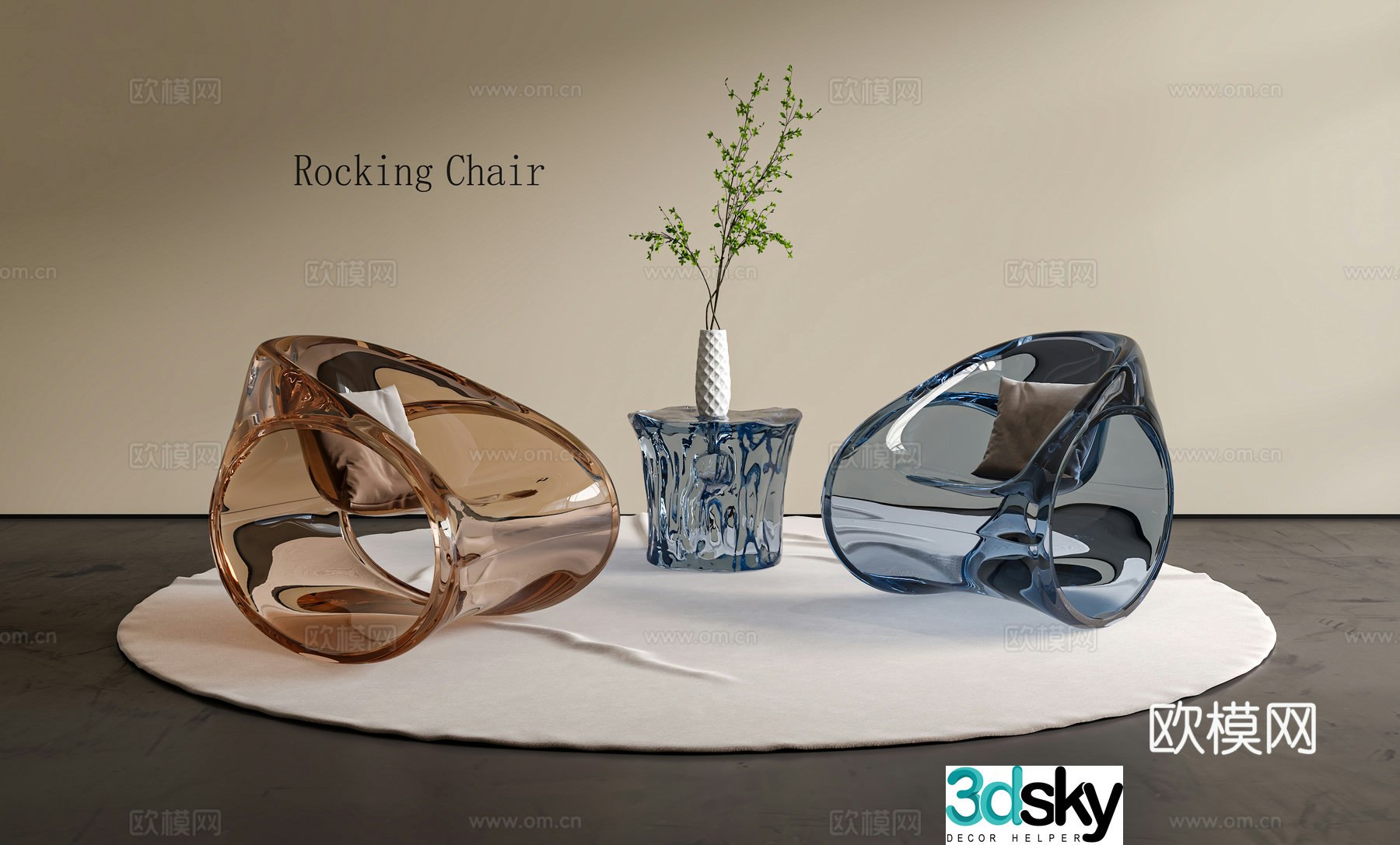 Rocking chair Leisure chair Negotiation chair Acrylic chair Balcony chair 3d model