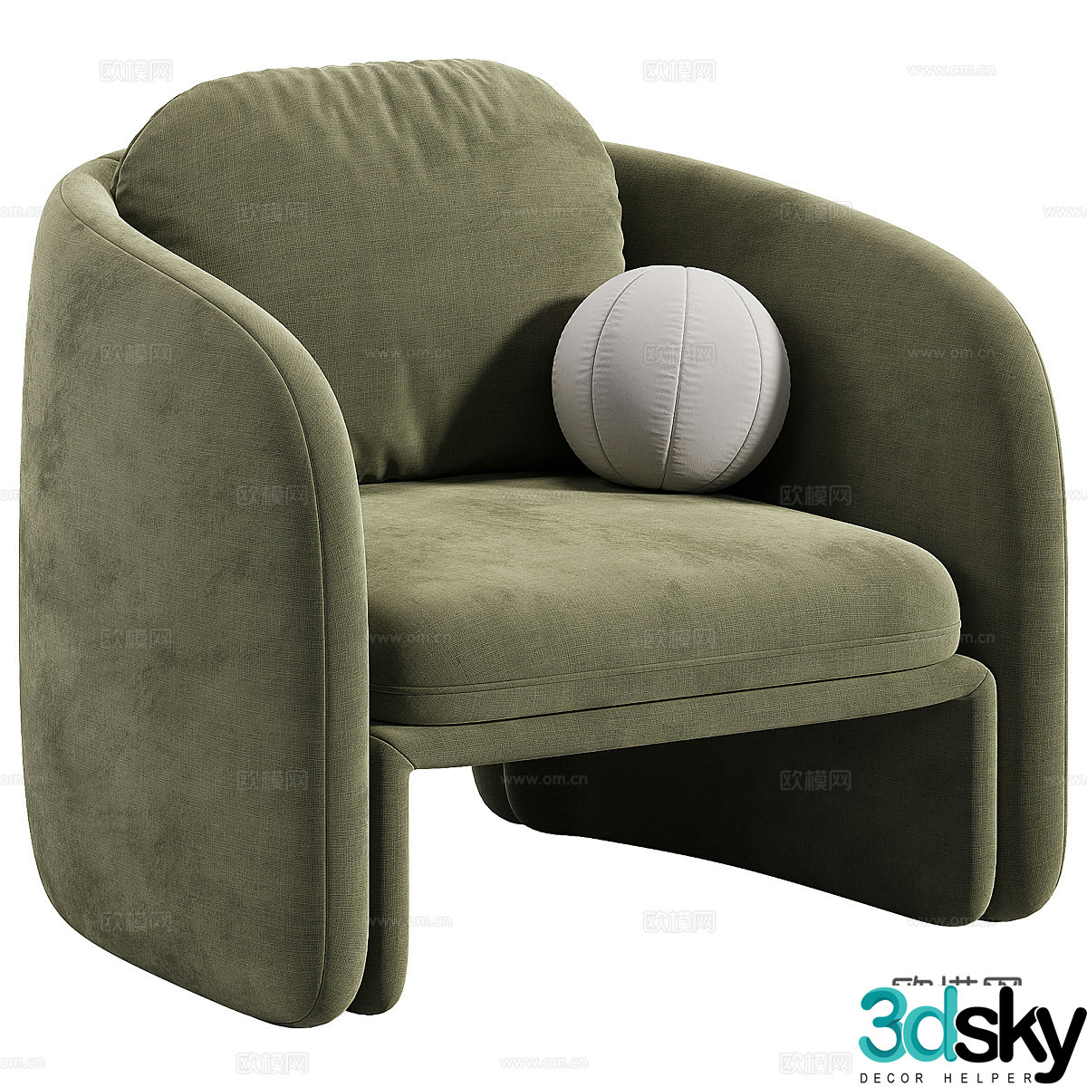 Modern minimalist Warren fabric sofa chair 3d model