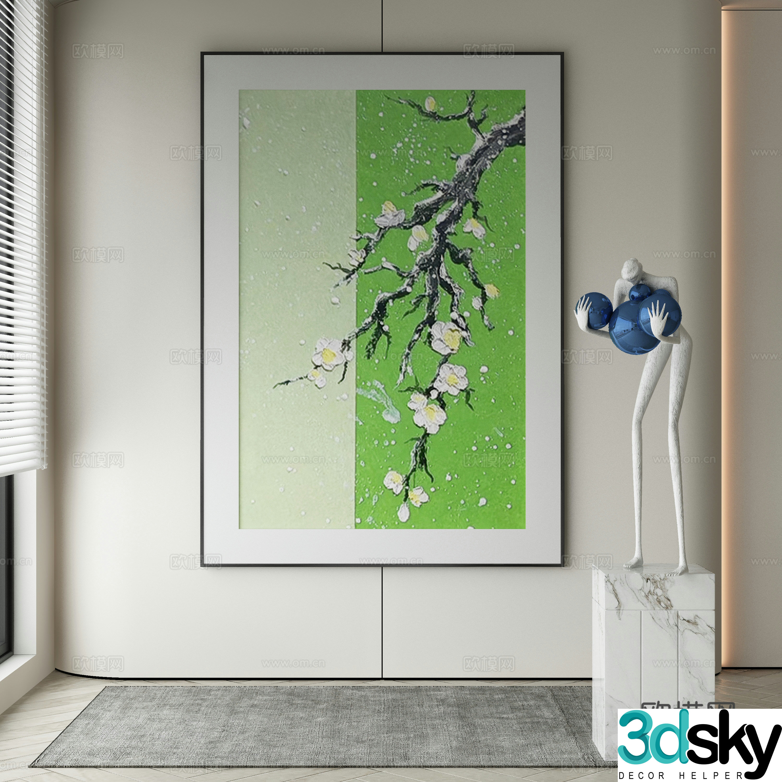 New Chinese style Wasabi abstract painting 3D model