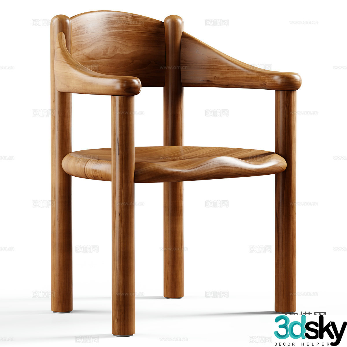 Solid wood dining chair Wooden chair Solid wood single chair Solid wood leisure chair Solid wood armchair Solid wood backrest chair 3D model