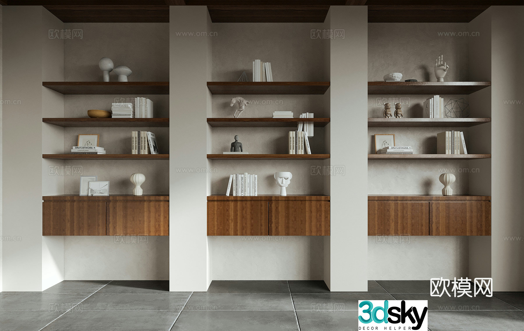 Modern decorative cabinet Bookcase Bookshelf Book ornaments 3D model
