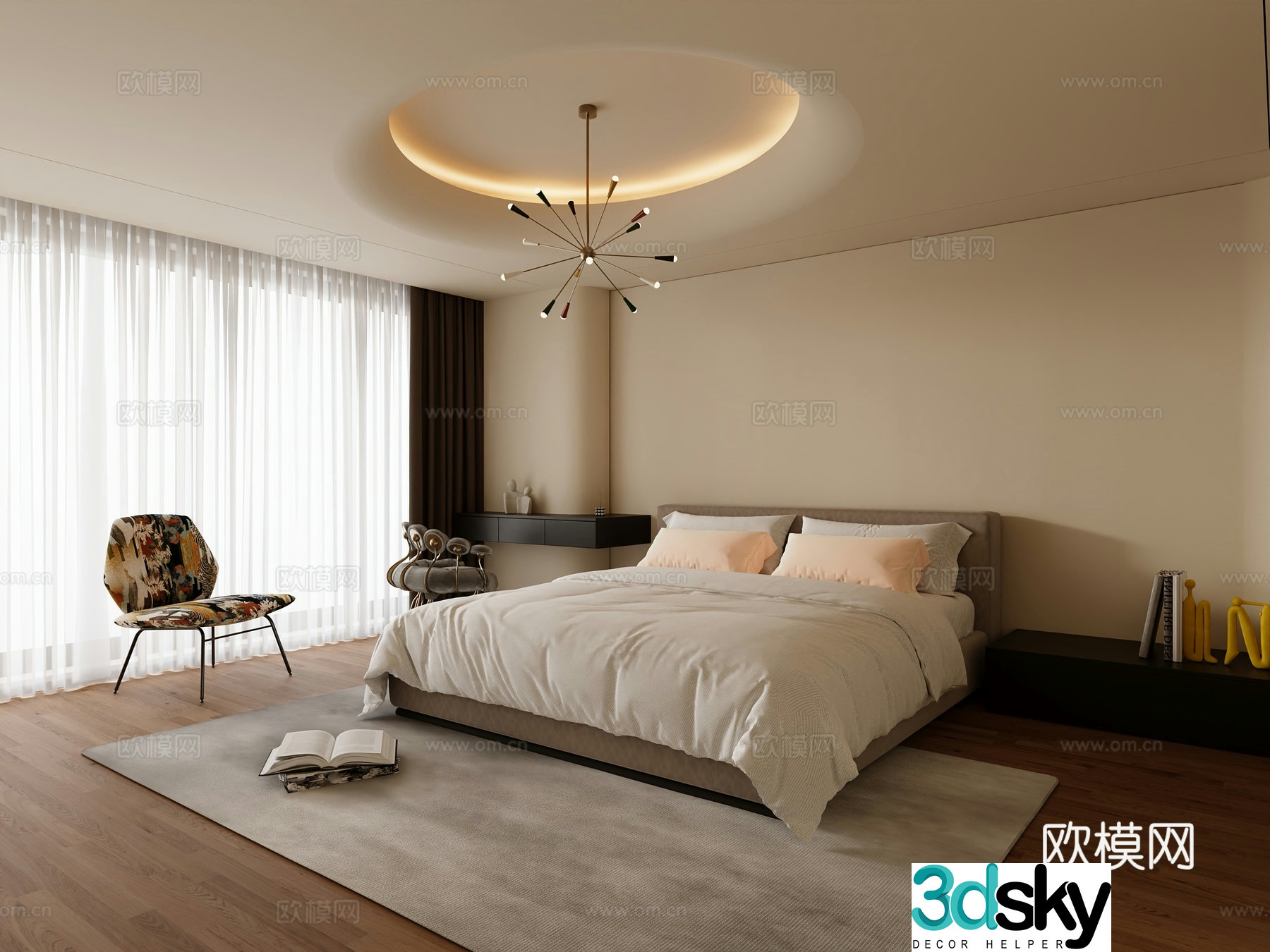 Modern Cream Home Bedroom Master Lighting Bedroom Superior Gray Bedroom Master Bedroom Dressing Table 3D Model