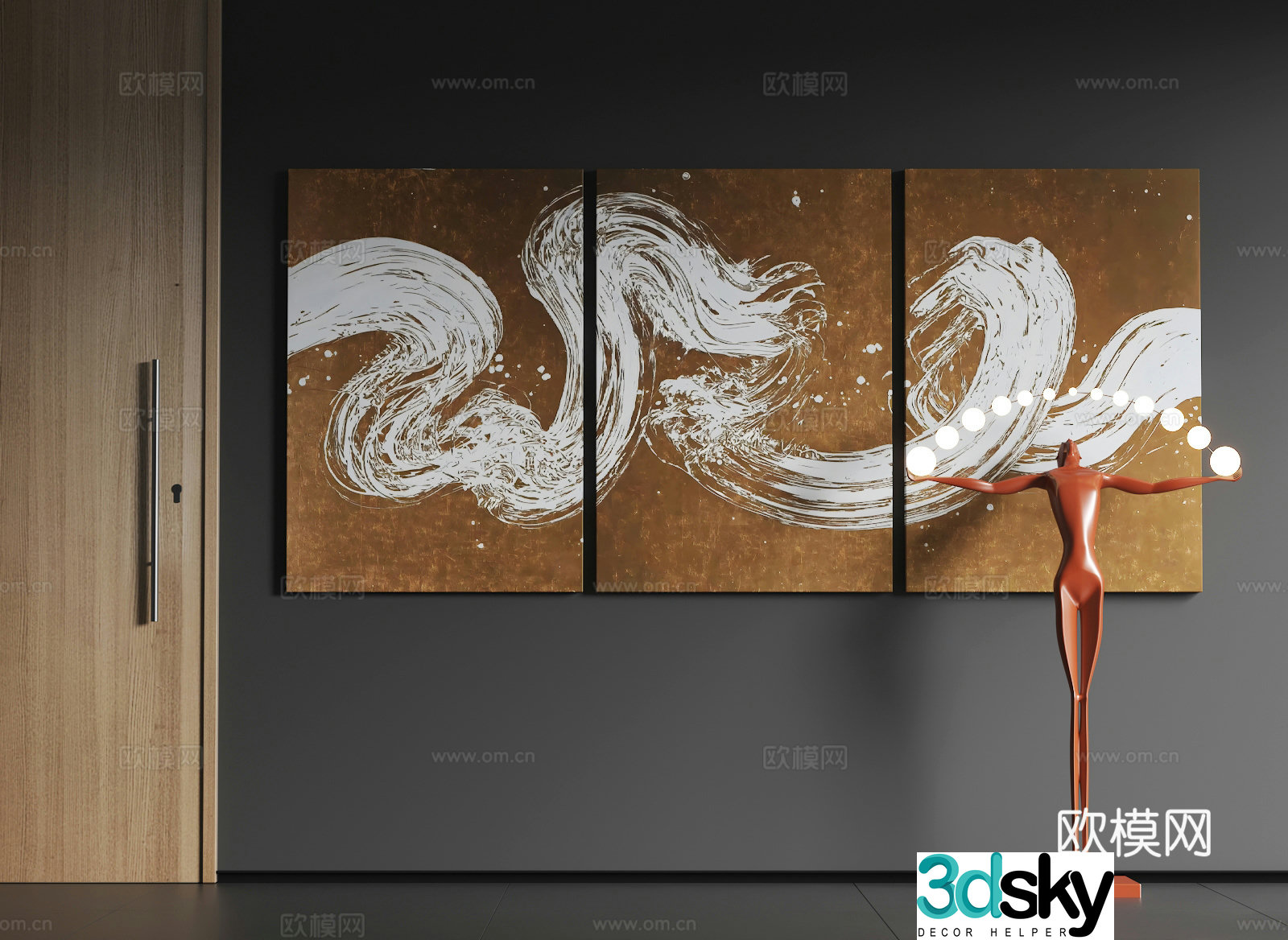 Modern large-scale hanging paintings Modern abstract hanging paintings Modern minimalist hanging paintings Modern combined paintings 3D model