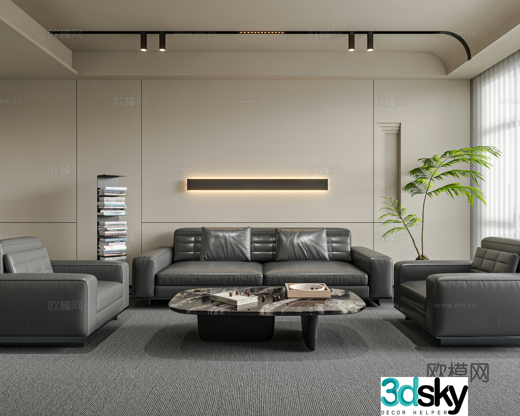 Office sofa negotiation sofa reception sofa leather sofa 3d model
