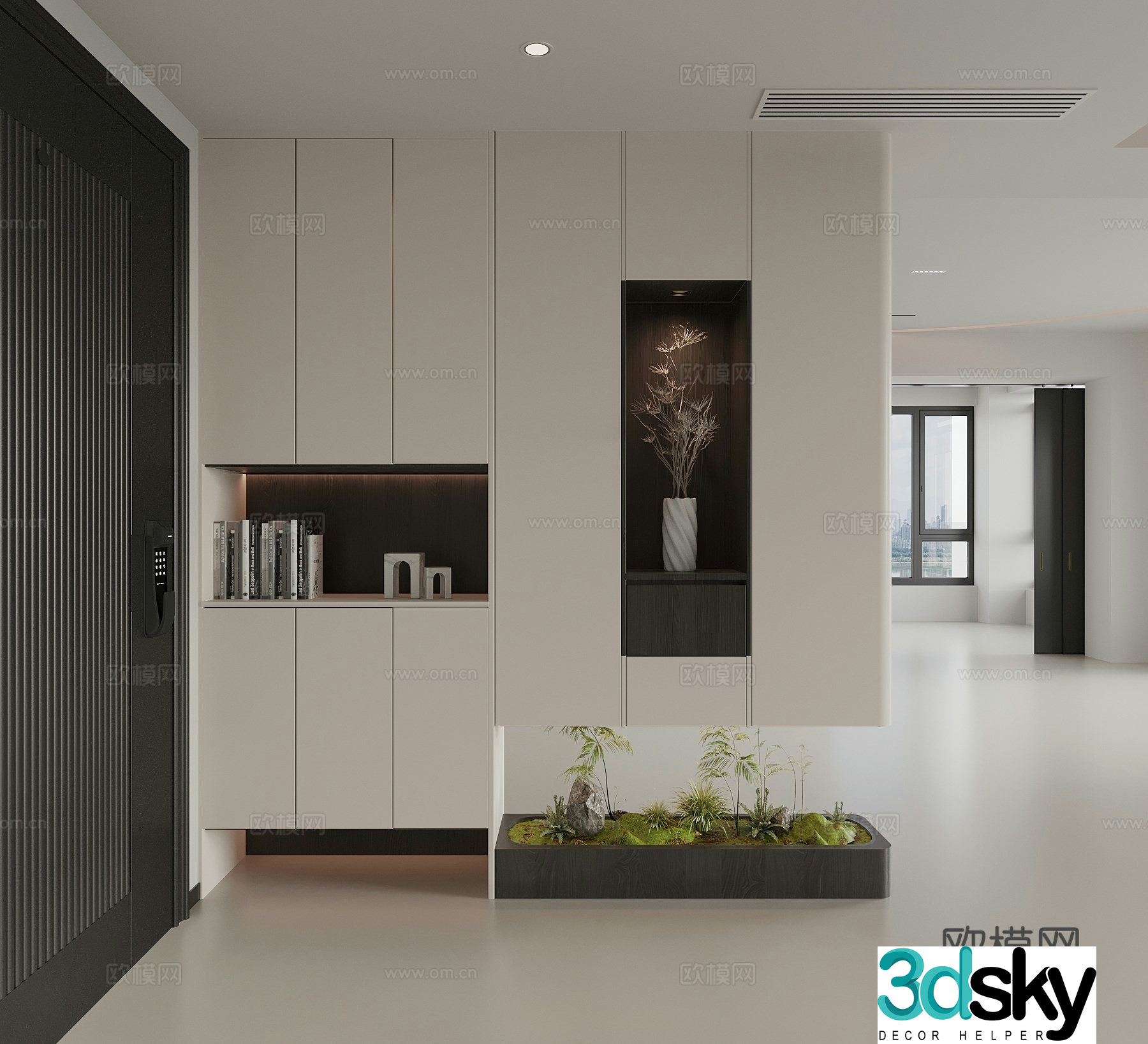 Modern entrance entrance shoe cabinet entrance landscaping entrance landscape decoration cabinet 3D model