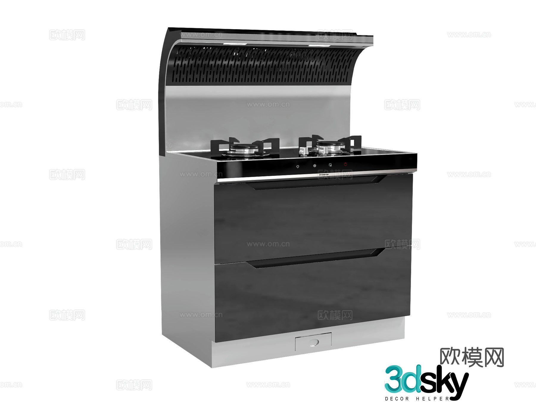 Modern integrated stove 3D model