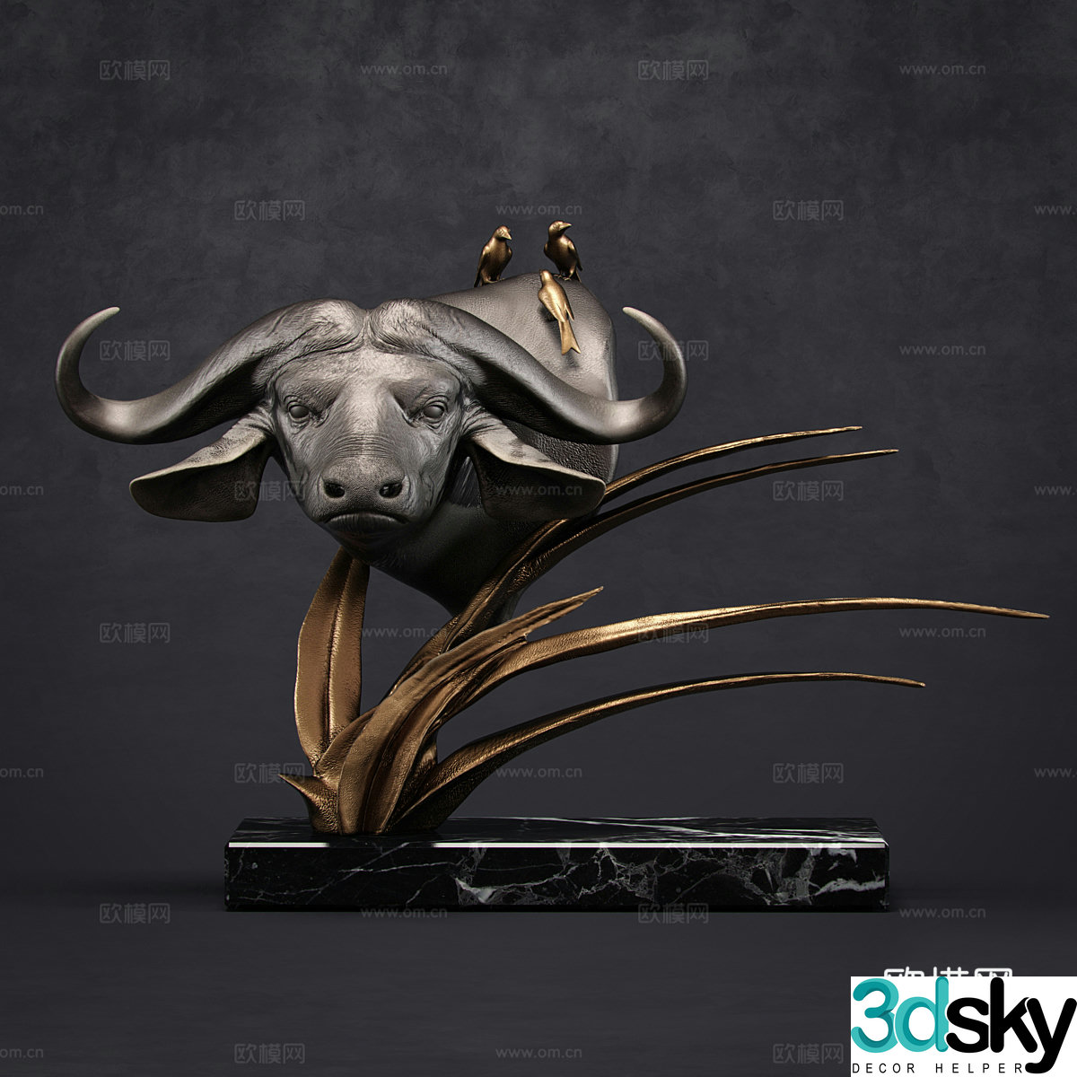 Bull Head Sculpture 3d Model