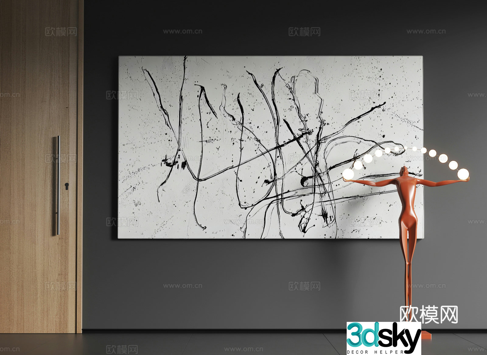 Modern large-scale hanging paintings Modern abstract hanging paintings Modern minimalist hanging paintings Modern black and white hanging paintings 3D model