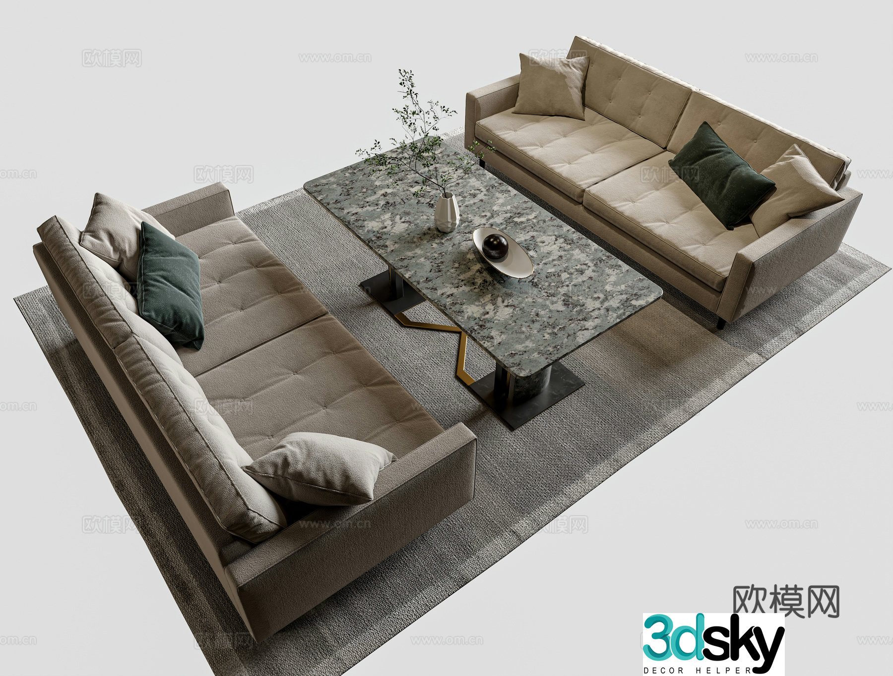 Modern office sofa coffee table combination leather sofa single sofa business sofa 3d model