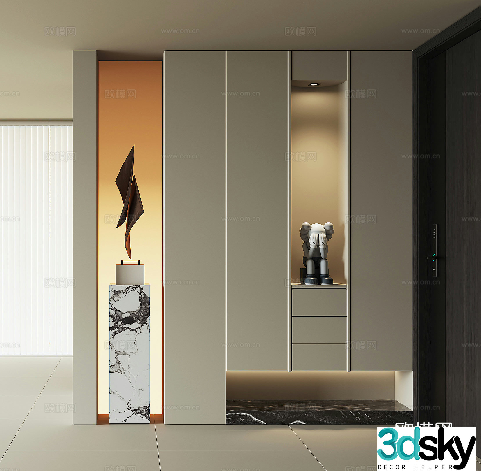 Modern home entrance shoe cabinet 3D model
