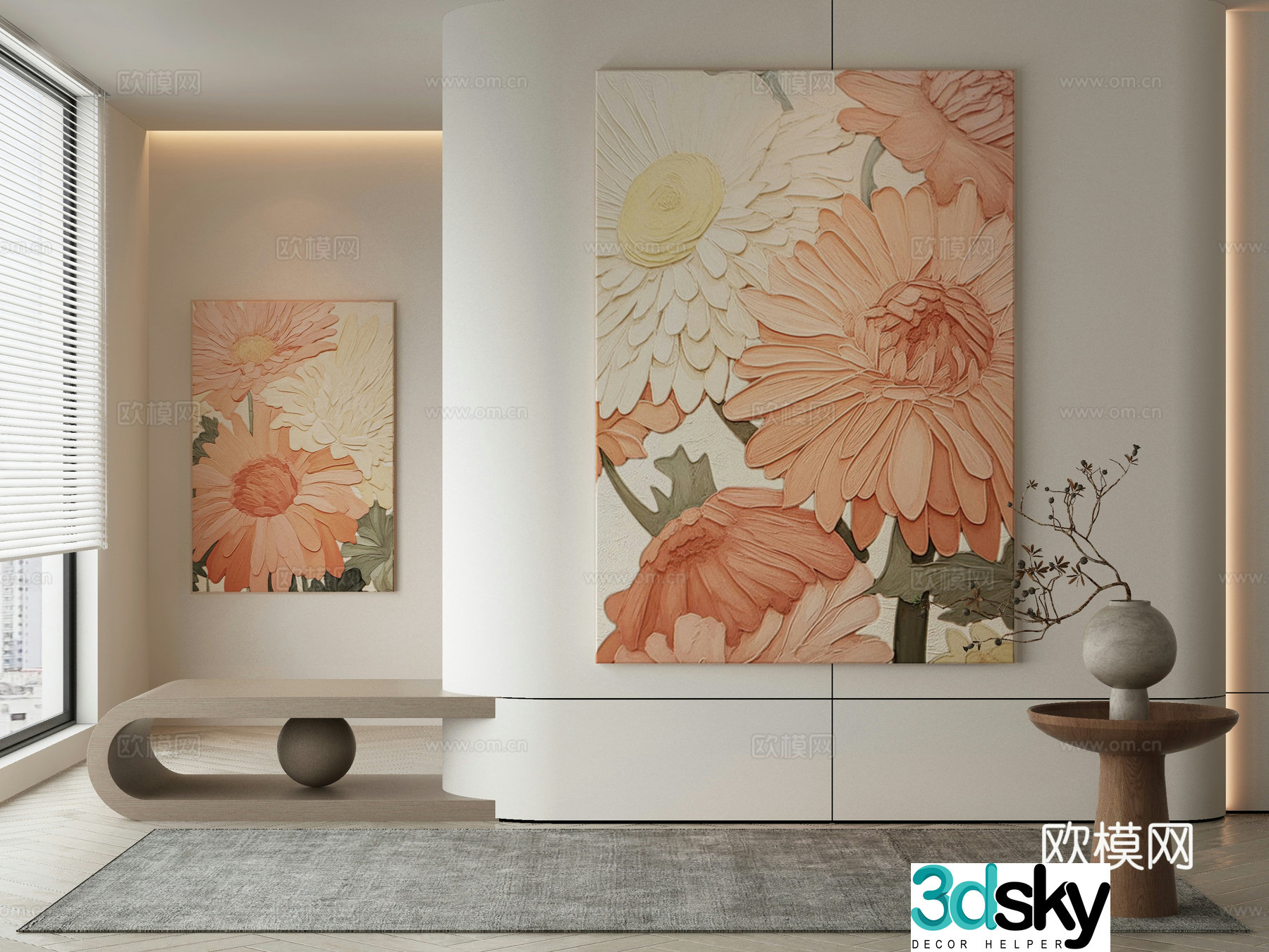 Modern Wasabi abstract painting 3d model