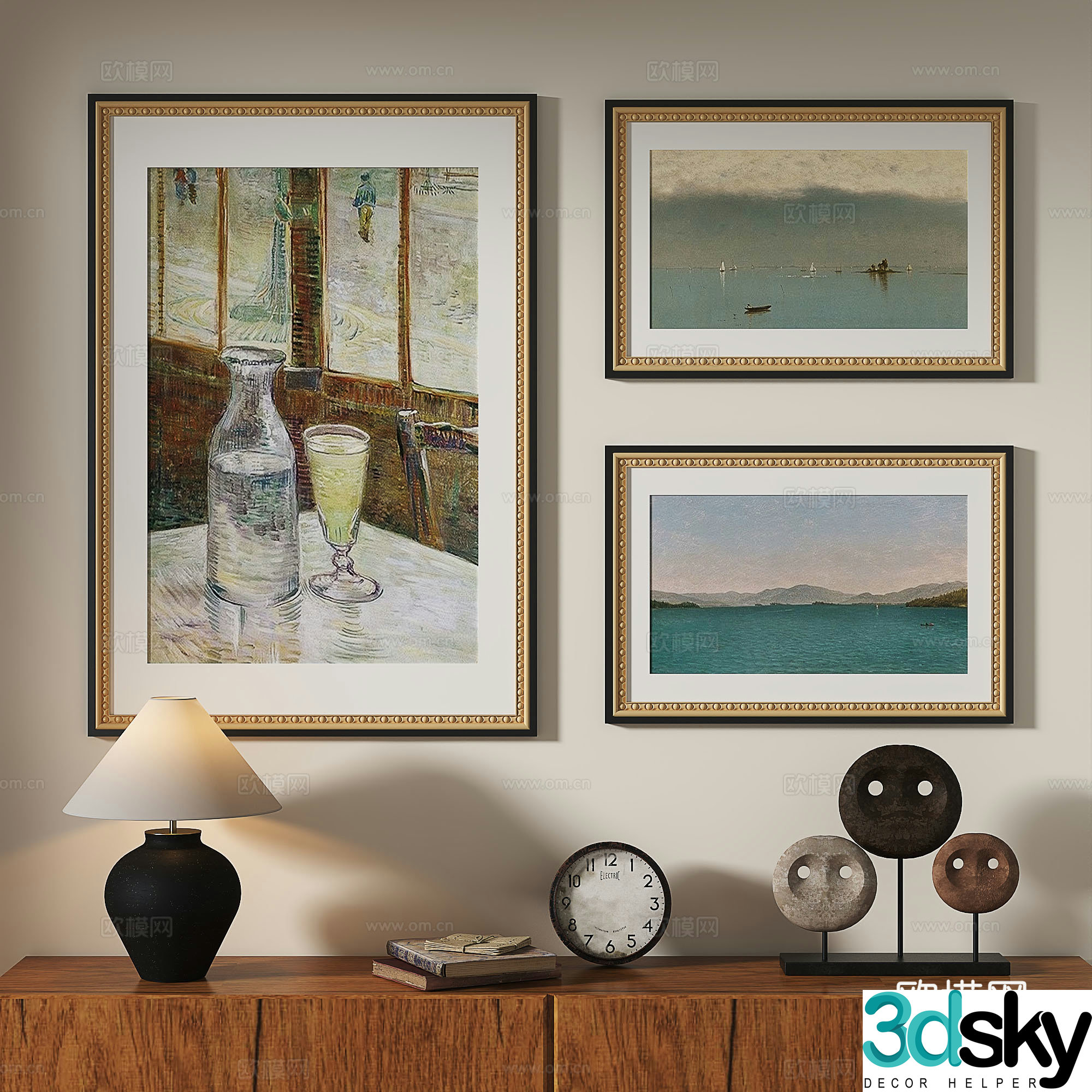 French retro European classical medieval decorative painting 3d model
