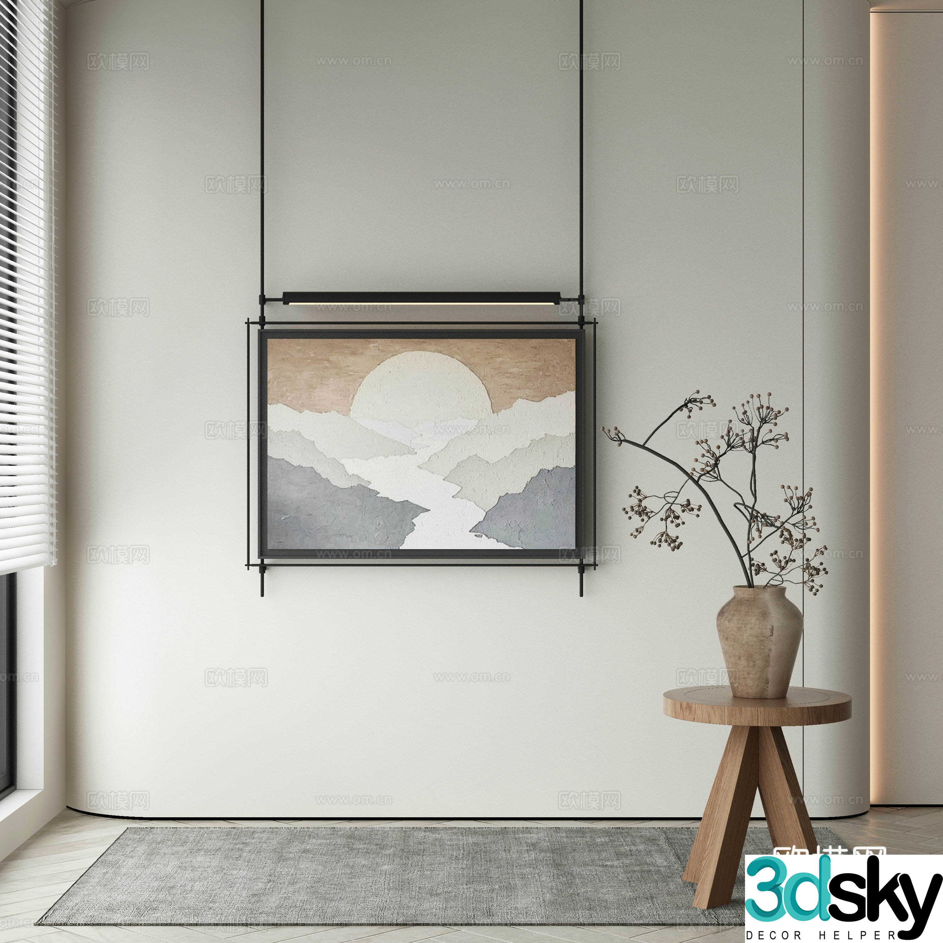 Modern Wasabi abstract painting 3d model