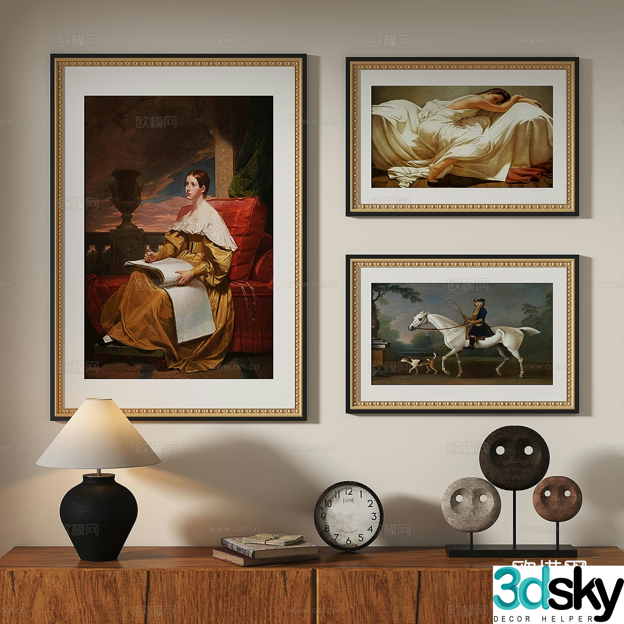 French retro European classical medieval decorative painting 3d model