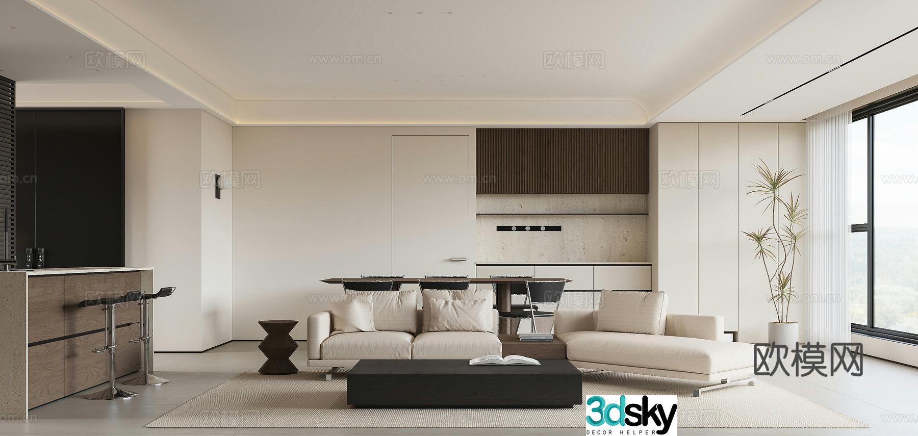 Modern Italian dining room 3d model