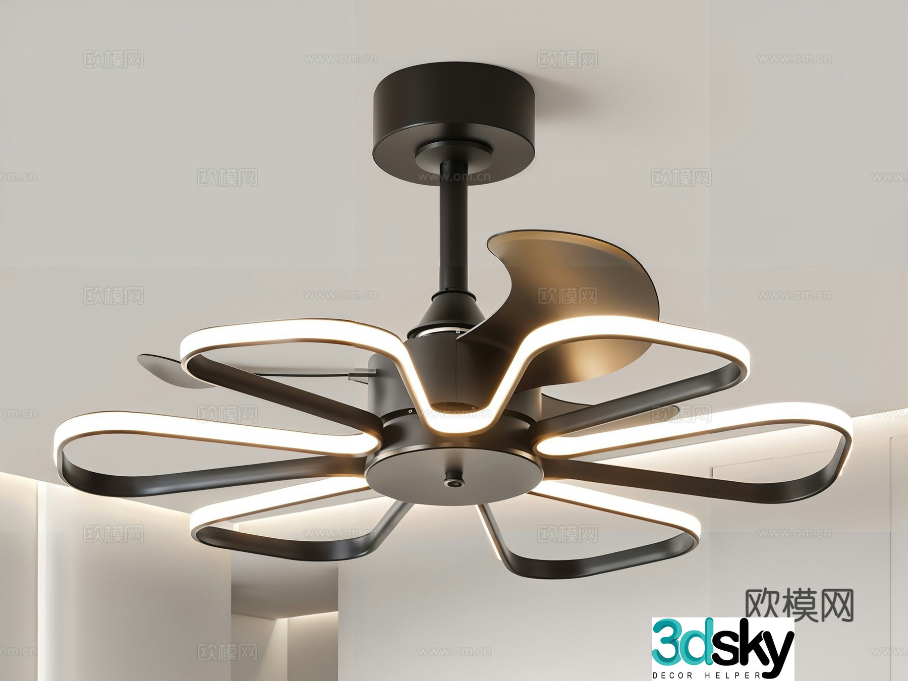 Modern fan light Art light Living room fan light 3d model