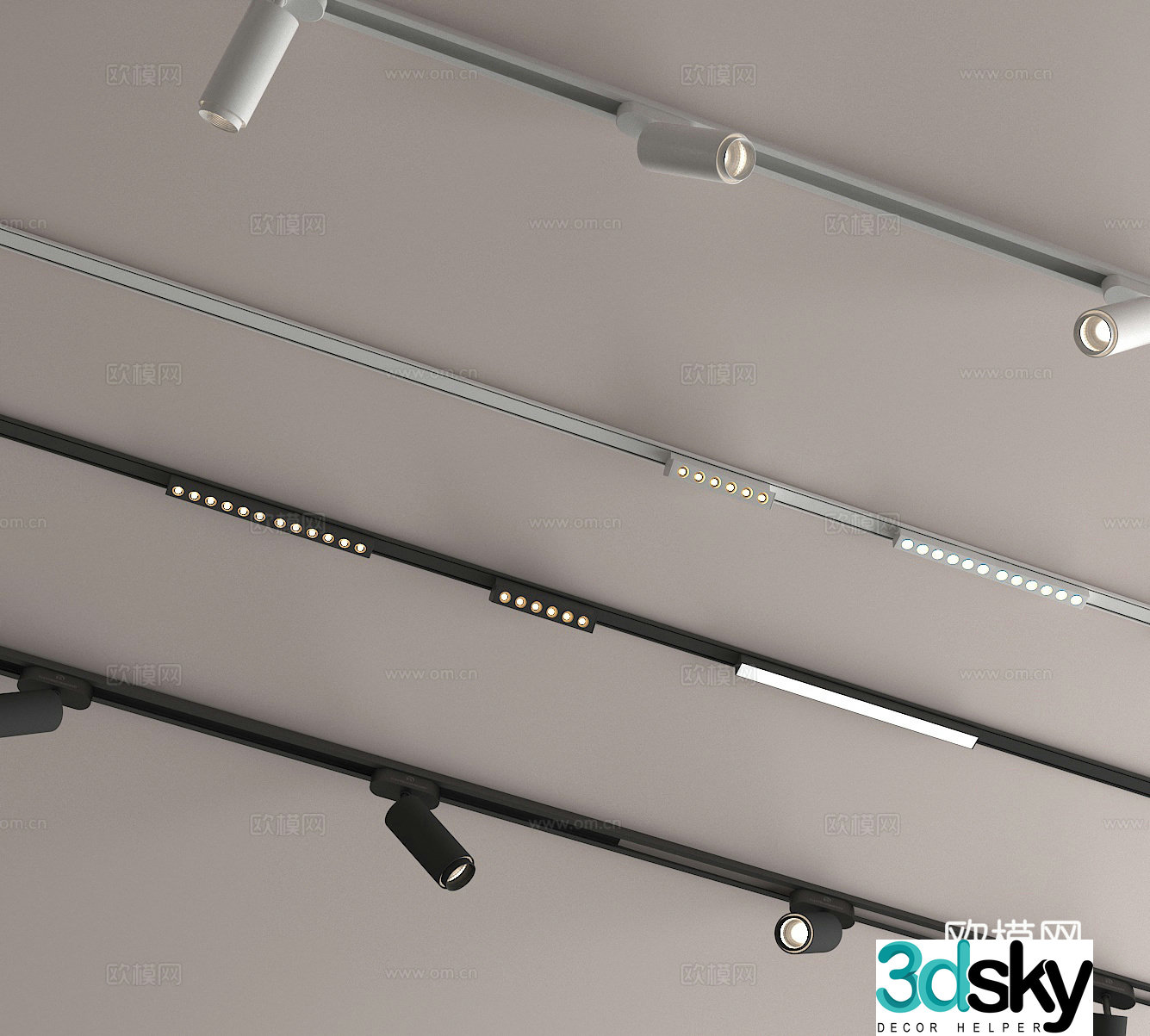 Track spotlight magnetic lamp light strip spotlight 3d model