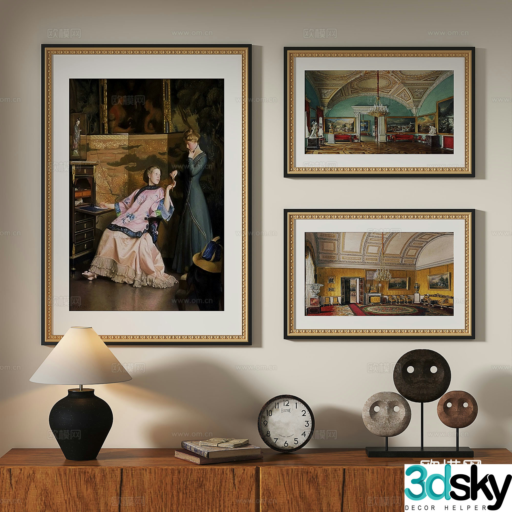 French retro European classical medieval decorative painting 3d model